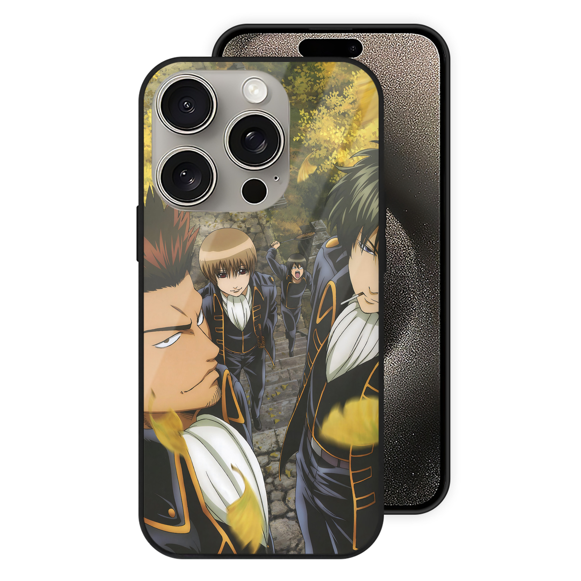 （画像用） ぎんたま 坂田銀時（さかたぎんとき） 神楽 志村新八（しむら しんぱち） GINTAMA Sakata Gintoki Kagura Shimura Shinpachi 【iPhone15Pro対応】スマホケース 耐衝撃＆黄変防止 背面ガラス
