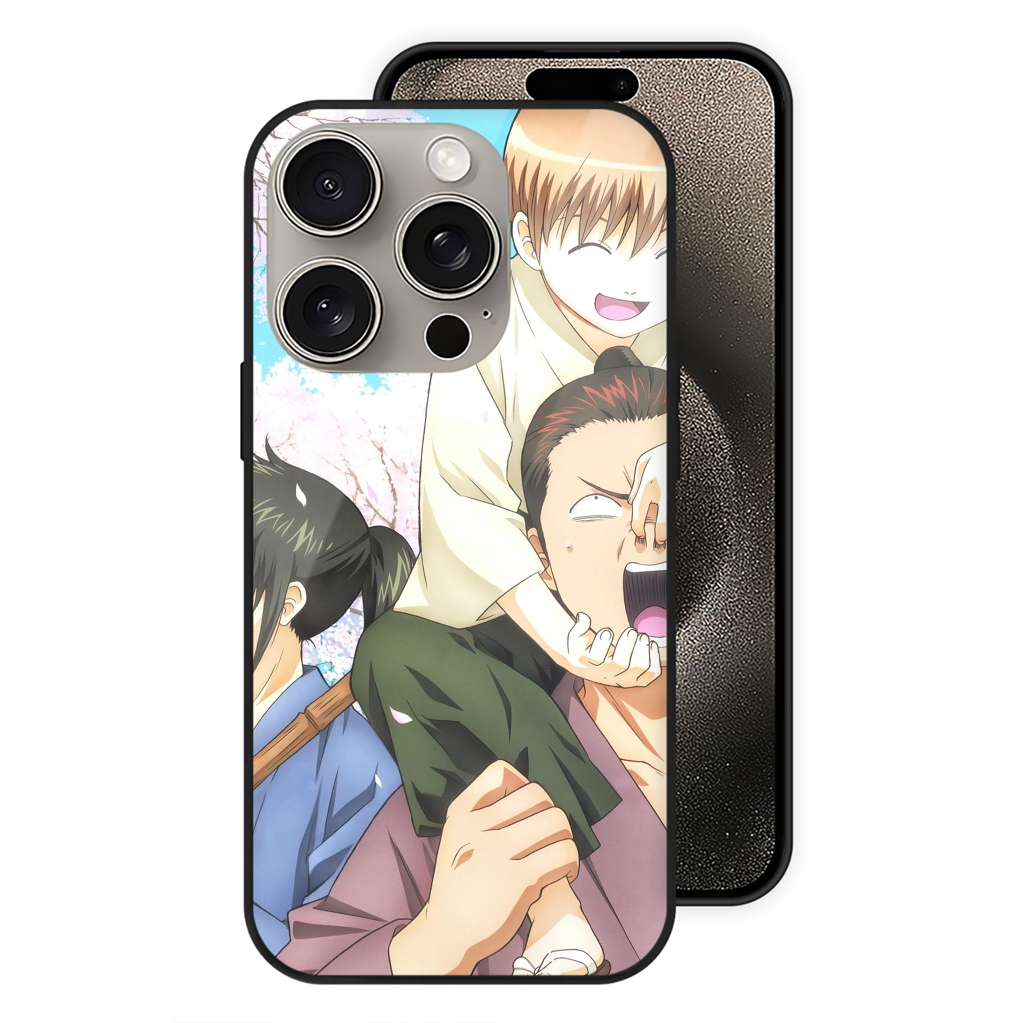 （画像用） ぎんたま 坂田銀時（さかたぎんとき） 神楽 志村新八（しむら しんぱち） GINTAMA Sakata Gintoki Kagura Shimura Shinpachi 【iPhone15Pro対応】スマホケース 耐衝撃＆黄変防止 背面ガラス