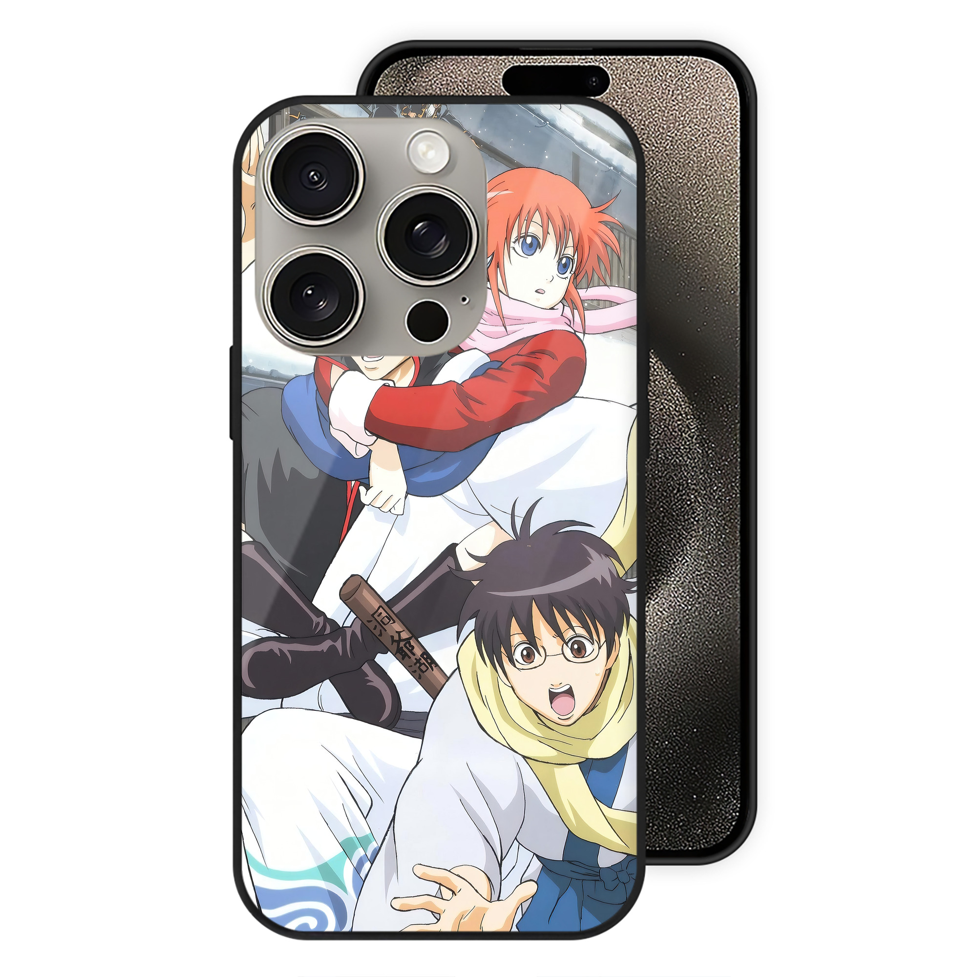 （画像用） ぎんたま 坂田銀時（さかたぎんとき） 神楽 志村新八（しむら しんぱち） GINTAMA Sakata Gintoki Kagura Shimura Shinpachi 【iPhone15Pro対応】スマホケース 耐衝撃＆黄変防止 背面ガラス