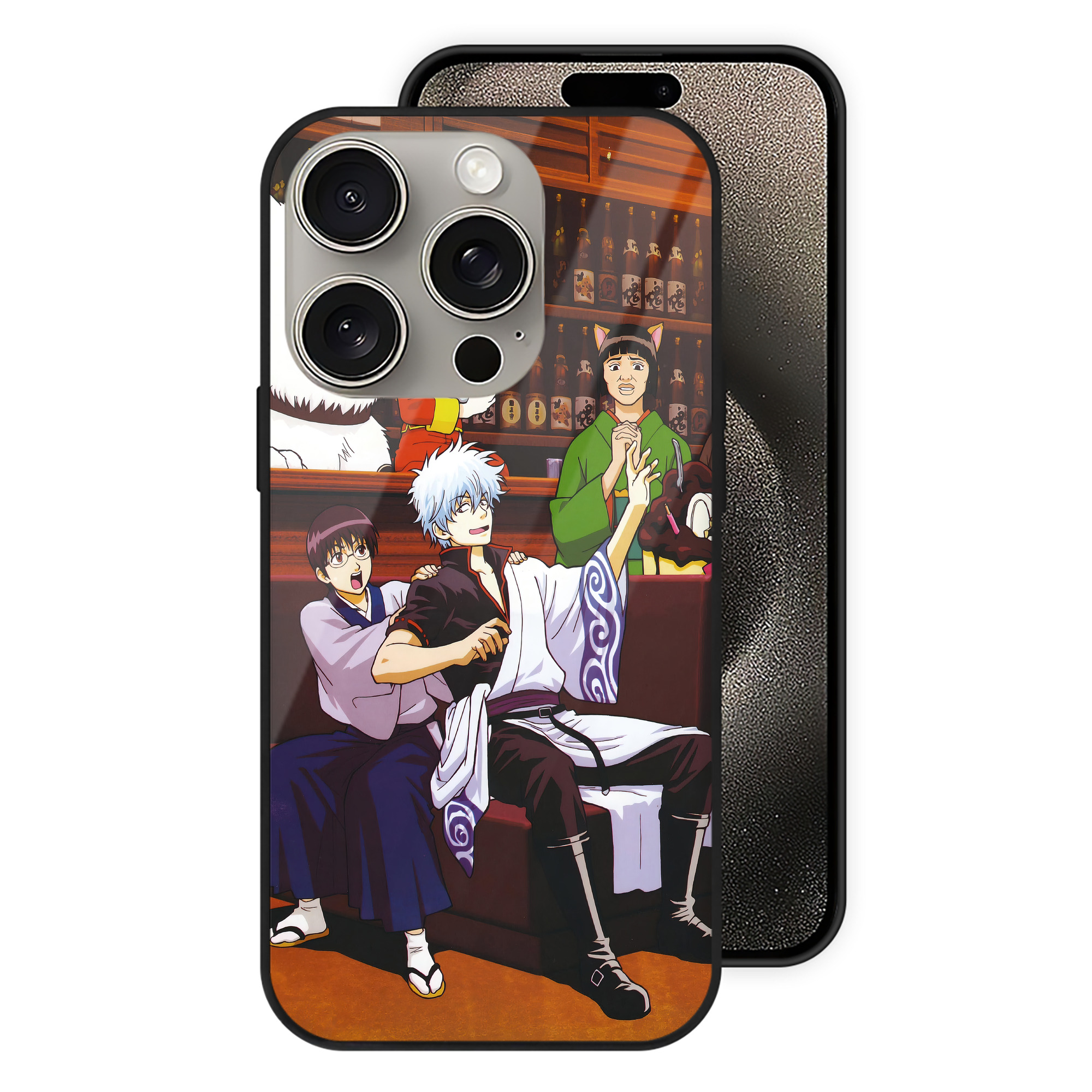 （画像用） ぎんたま 坂田銀時（さかたぎんとき） 神楽 志村新八（しむら しんぱち） GINTAMA Sakata Gintoki Kagura Shimura Shinpachi 【iPhone15Pro対応】スマホケース 耐衝撃＆黄変防止 背面ガラス