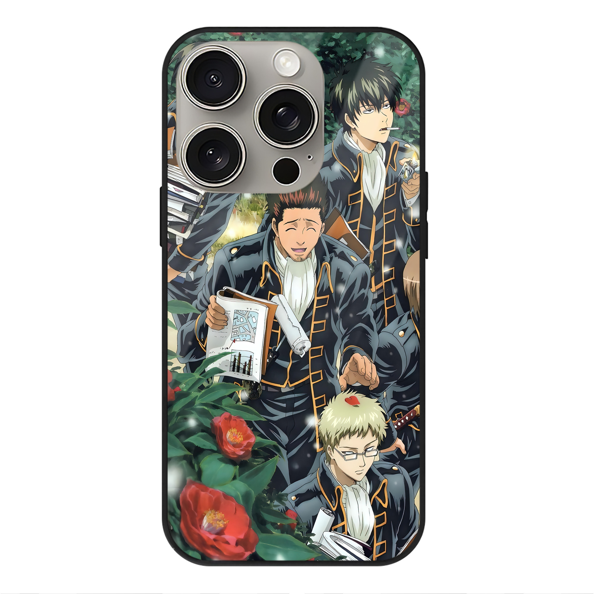 （画像用） ぎんたま 坂田銀時（さかたぎんとき） 神楽 志村新八（しむら しんぱち） GINTAMA Sakata Gintoki Kagura Shimura Shinpachi 【iPhone15Pro対応】スマホケース 耐衝撃＆黄変防止 背面ガラス