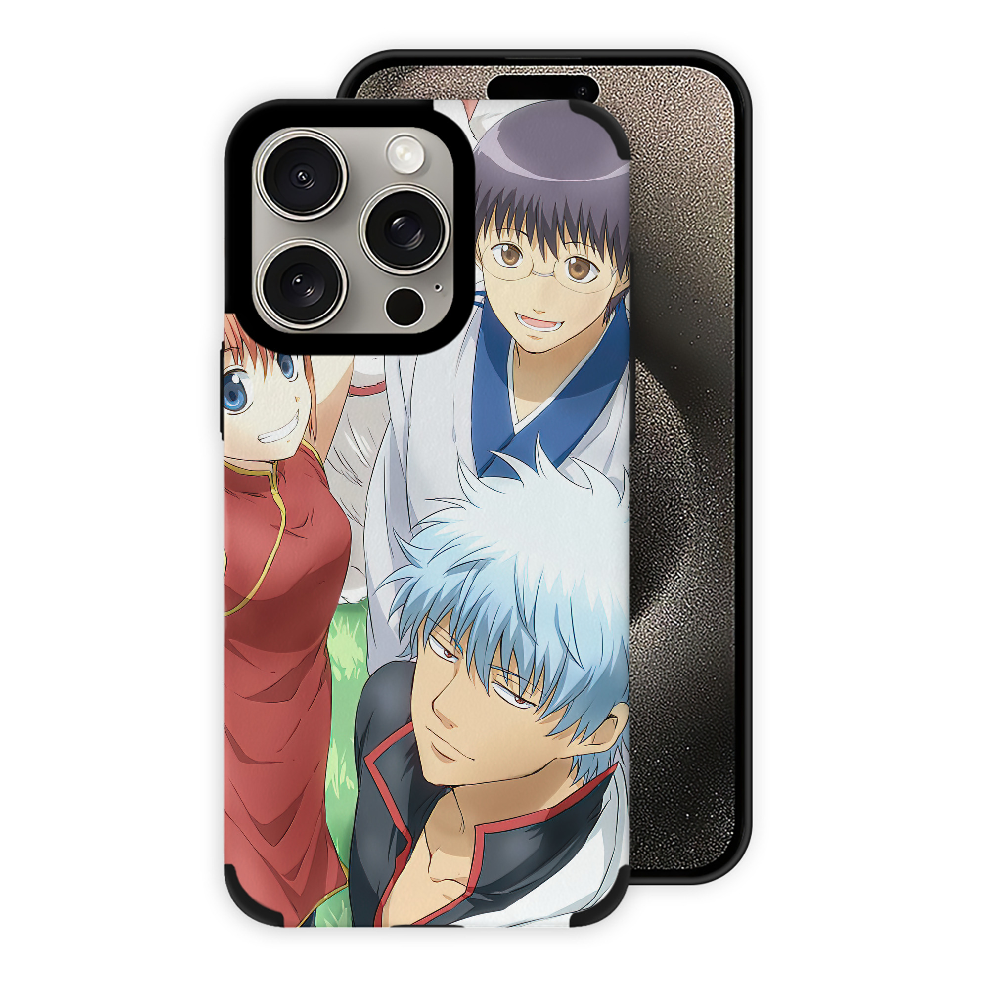 （画像用） ぎんたま 坂田銀時（さかたぎんとき） 神楽 志村新八（しむら しんぱち） GINTAMA Sakata Gintoki Kagura Shimura Shinpachi 【iPhone15ProMax対応】 PUレザー スマホケース 耐衝撃＆黄変防止