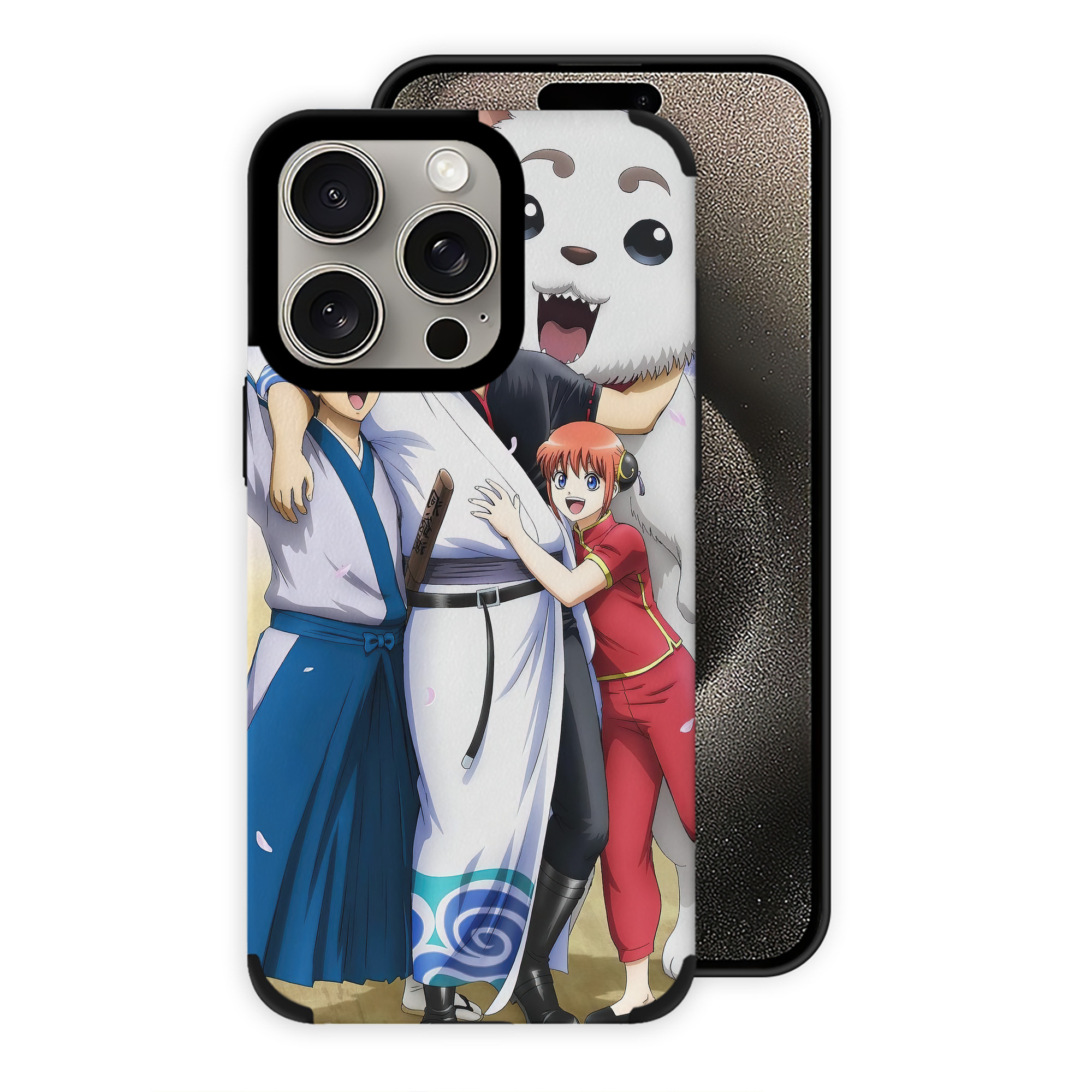 （画像用） ぎんたま 坂田銀時（さかたぎんとき） 神楽 志村新八（しむら しんぱち） GINTAMA Sakata Gintoki Kagura Shimura Shinpachi 【iPhone15ProMax対応】 PUレザー スマホケース 耐衝撃＆黄変防止