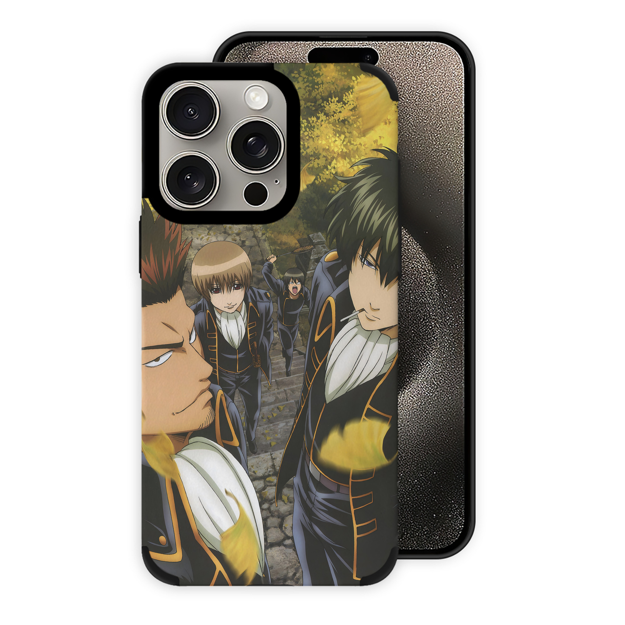 （画像用） ぎんたま 坂田銀時（さかたぎんとき） 神楽 志村新八（しむら しんぱち） GINTAMA Sakata Gintoki Kagura Shimura Shinpachi 【iPhone15ProMax対応】 PUレザー スマホケース 耐衝撃＆黄変防止