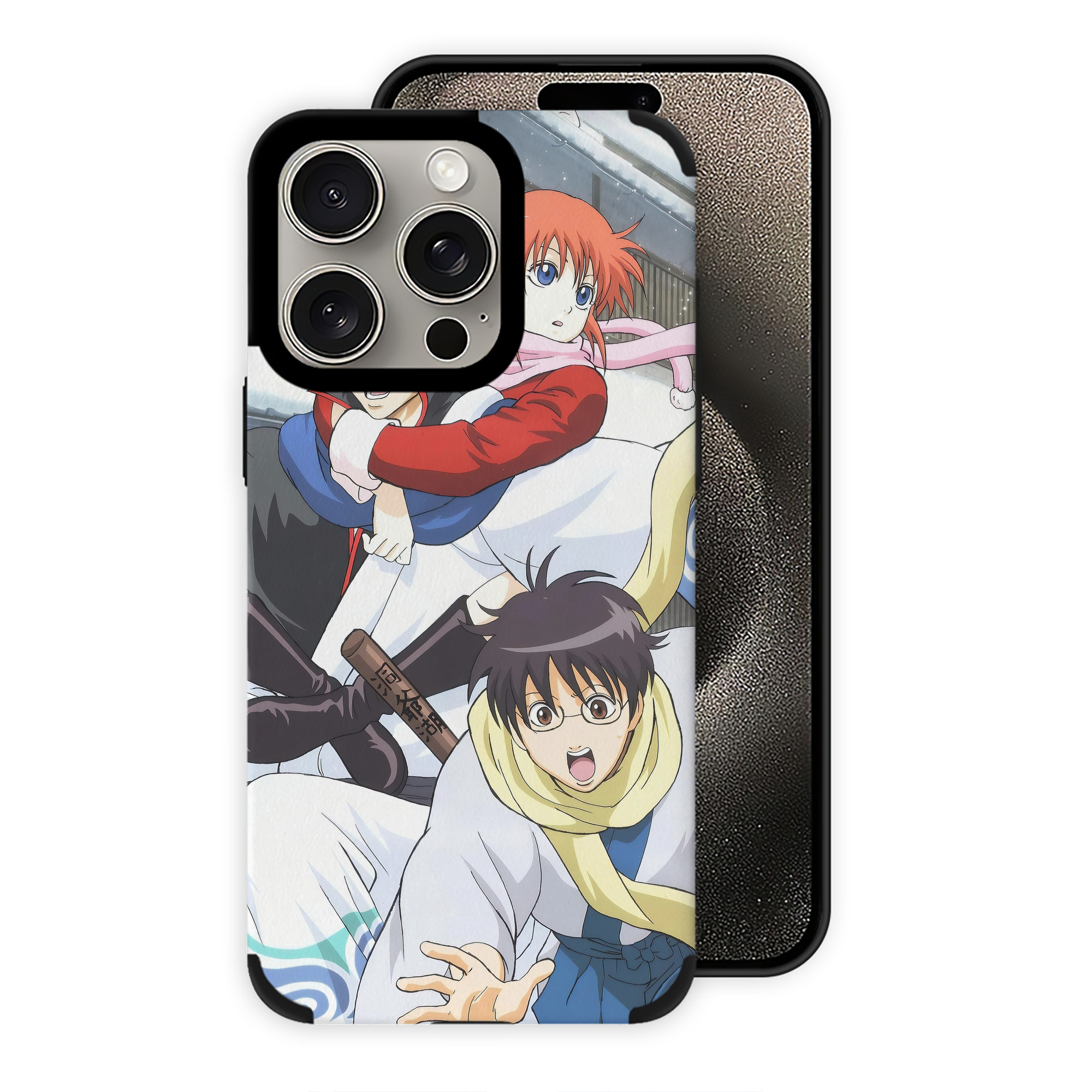 （画像用） ぎんたま 坂田銀時（さかたぎんとき） 神楽 志村新八（しむら しんぱち） GINTAMA Sakata Gintoki Kagura Shimura Shinpachi 【iPhone15ProMax対応】 PUレザー スマホケース 耐衝撃＆黄変防止