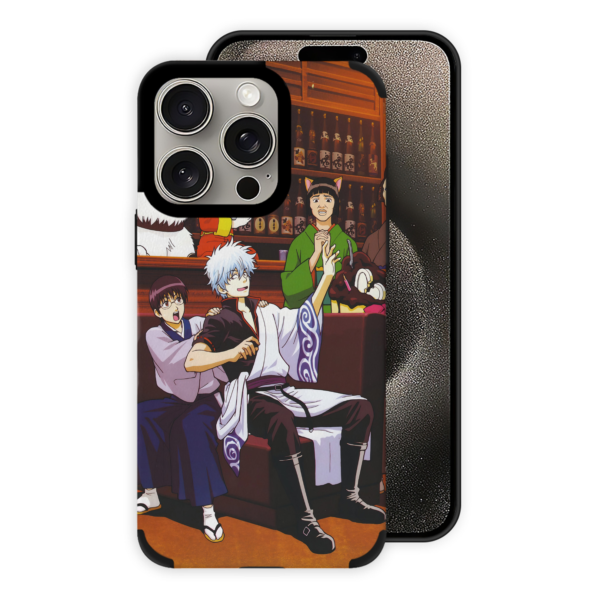 （画像用） ぎんたま 坂田銀時（さかたぎんとき） 神楽 志村新八（しむら しんぱち） GINTAMA Sakata Gintoki Kagura Shimura Shinpachi 【iPhone15ProMax対応】 PUレザー スマホケース 耐衝撃＆黄変防止