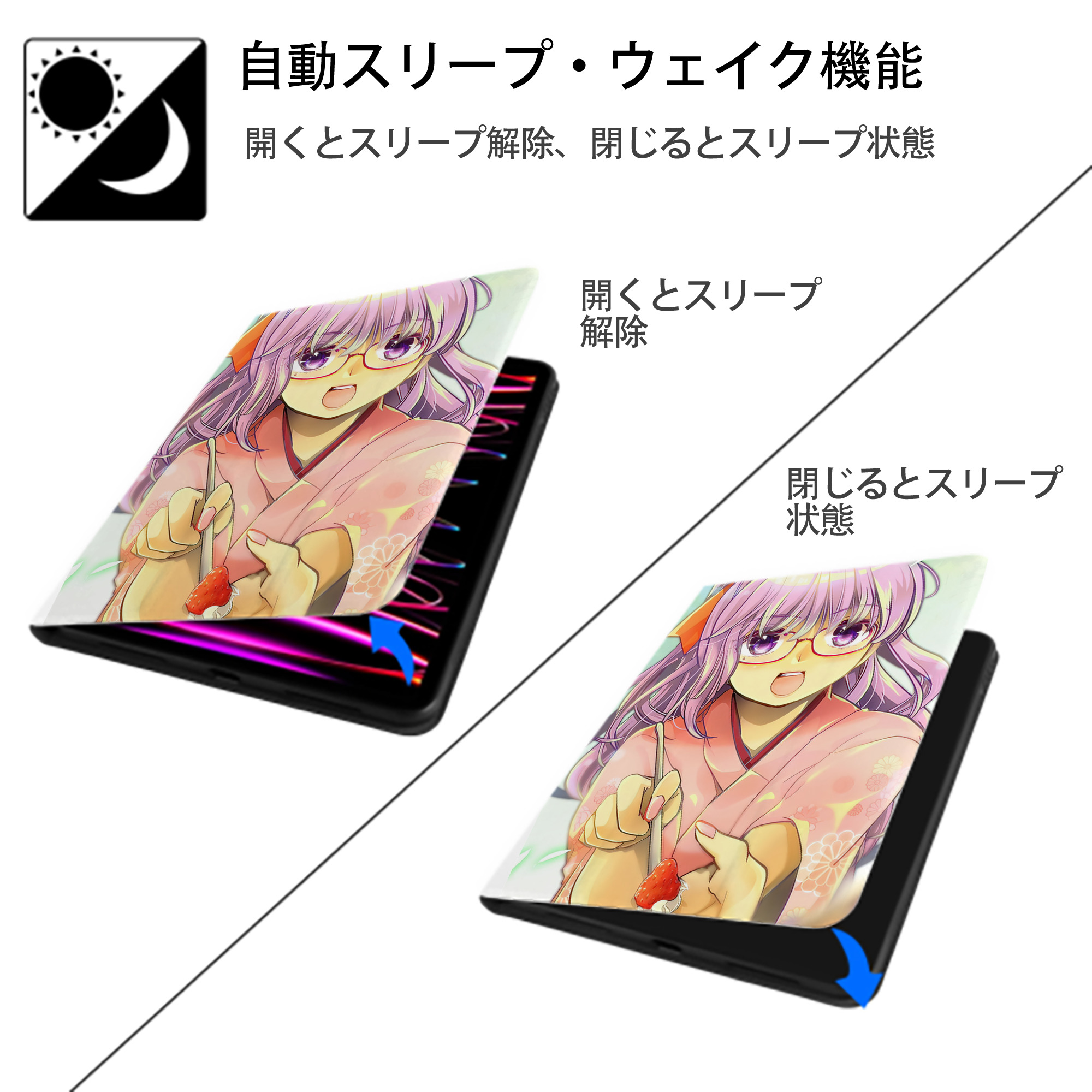 ぎんたま 坂田銀時（さかたぎんとき） 神楽 志村新八（しむら しんぱち） GINTAMA Sakata Gintoki Kagura Shimura Shinpachi IPad ケース ペン収納付き 三つ折りスタンド PUレザー×シリコン 対応機種9.5/10.5/10.9インチ