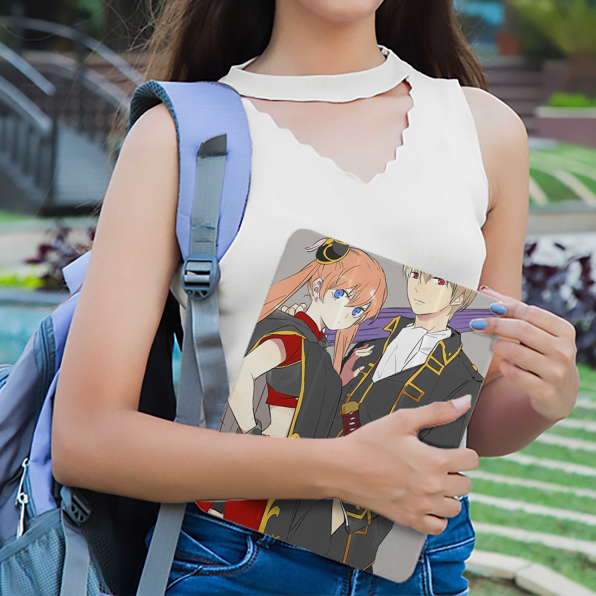 ぎんたま 坂田銀時（さかたぎんとき） 神楽 志村新八（しむら しんぱち） GINTAMA Sakata Gintoki Kagura Shimura Shinpachi IPad ケース ペン収納付き 三つ折りスタンド PUレザー×シリコン 対応機種9.5/10.5/10.9インチ