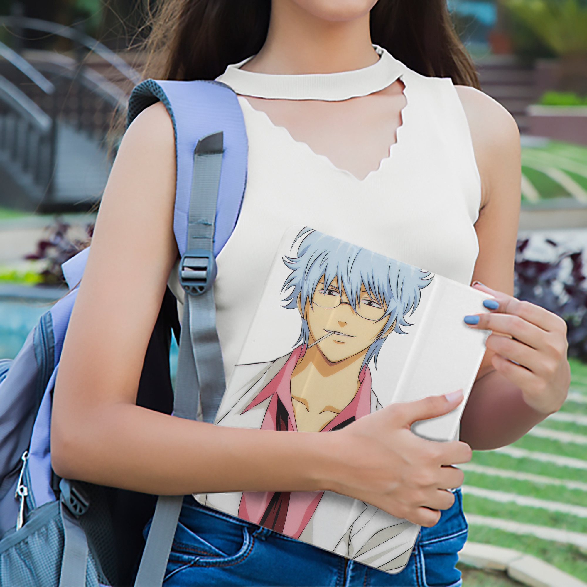 ぎんたま 坂田銀時（さかたぎんとき） 神楽 志村新八（しむら しんぱち） GINTAMA Sakata Gintoki Kagura Shimura Shinpachi IPad ケース ペン収納付き 三つ折りスタンド PUレザー×シリコン 対応機種9.5/10.5/10.9インチ