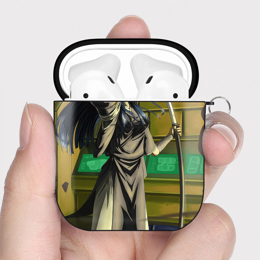 （画像用） ぎんたま 坂田銀時（さかたぎんとき） 神楽 志村新八（しむら しんぱち） GINTAMA Sakata Gintoki Kagura Shimura Shinpachi AirPods 第2世代保護ケース ハードシェル ブラック 耐衝撃・防指紋・カラビナ付き
