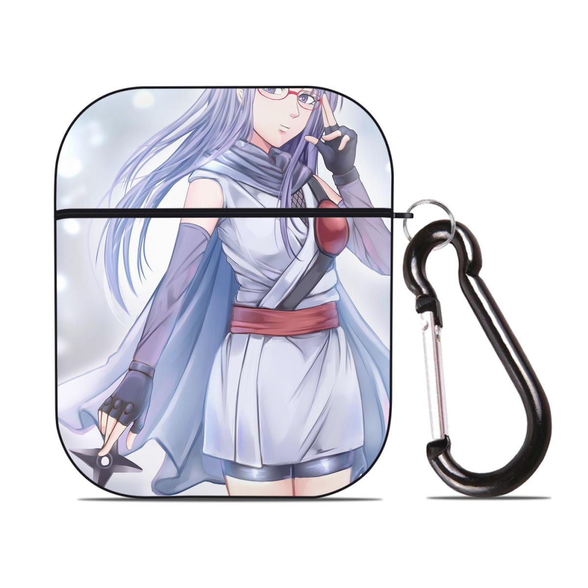 （画像用） ぎんたま 坂田銀時（さかたぎんとき） 神楽 志村新八（しむら しんぱち） GINTAMA Sakata Gintoki Kagura Shimura Shinpachi AirPods 第2世代保護ケース ハードシェル ブラック 耐衝撃・防指紋・カラビナ付き