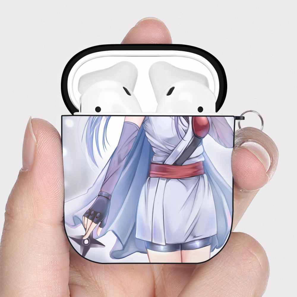 （画像用） ぎんたま 坂田銀時（さかたぎんとき） 神楽 志村新八（しむら しんぱち） GINTAMA Sakata Gintoki Kagura Shimura Shinpachi AirPods 第2世代保護ケース ハードシェル ブラック 耐衝撃・防指紋・カラビナ付き
