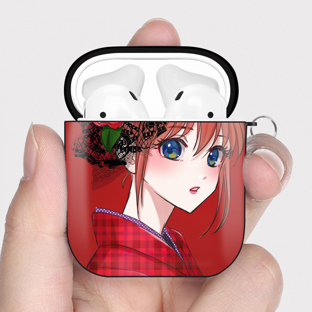 （画像用） ぎんたま 坂田銀時（さかたぎんとき） 神楽 志村新八（しむら しんぱち） GINTAMA Sakata Gintoki Kagura Shimura Shinpachi AirPods 第2世代保護ケース ハードシェル ブラック 耐衝撃・防指紋・カラビナ付き