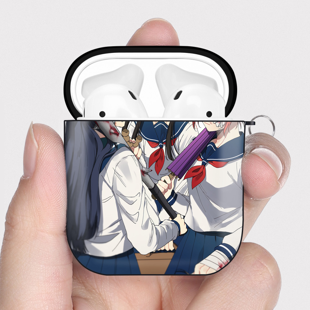 （画像用） ぎんたま 坂田銀時（さかたぎんとき） 神楽 志村新八（しむら しんぱち） GINTAMA Sakata Gintoki Kagura Shimura Shinpachi AirPods 第2世代保護ケース ハードシェル ブラック 耐衝撃・防指紋・カラビナ付き