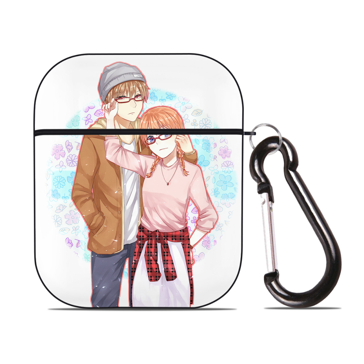 （画像用） ぎんたま 坂田銀時（さかたぎんとき） 神楽 志村新八（しむら しんぱち） GINTAMA Sakata Gintoki Kagura Shimura Shinpachi AirPods 第2世代保護ケース ハードシェル ブラック 耐衝撃・防指紋・カラビナ付き