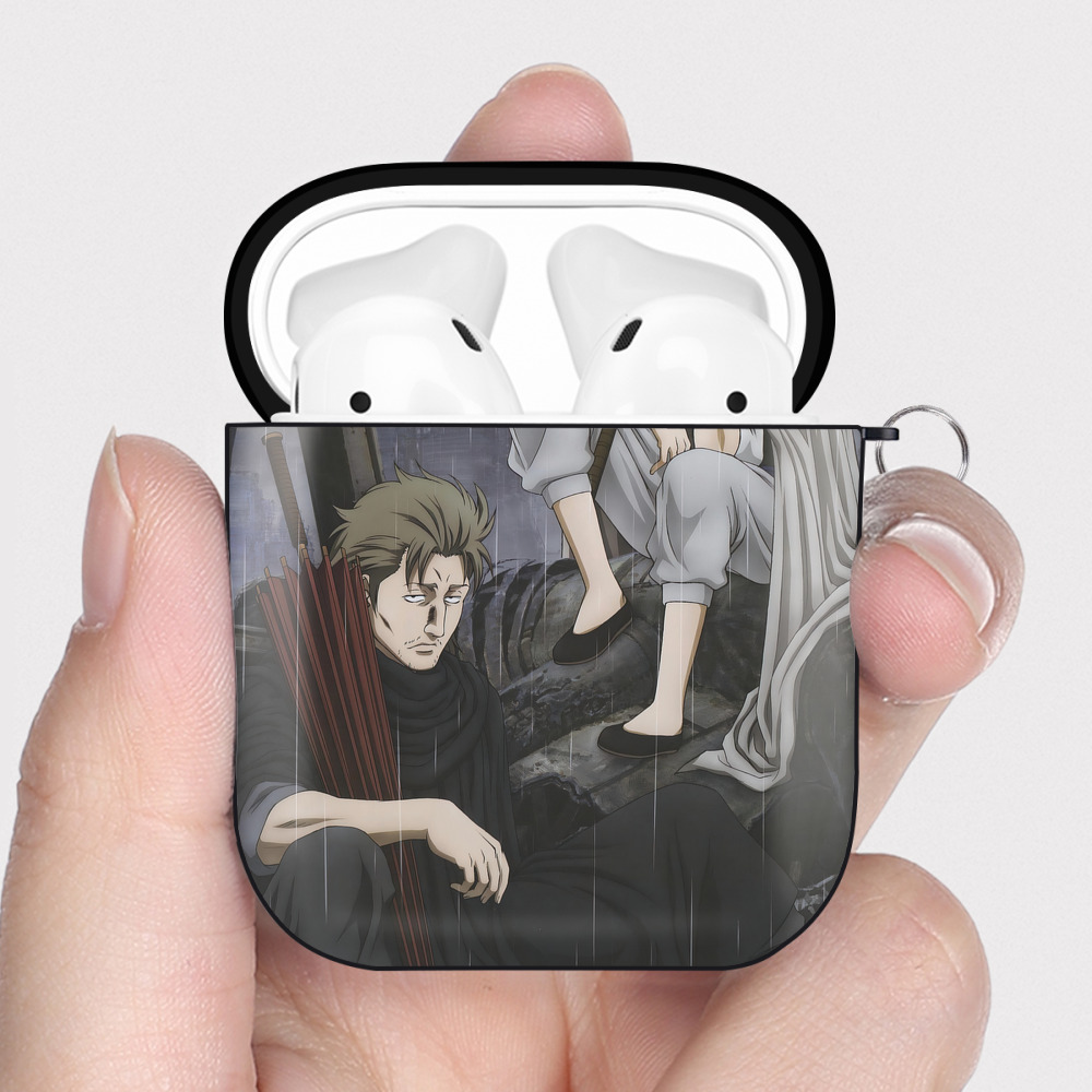 （画像用） ぎんたま 坂田銀時（さかたぎんとき） 神楽 志村新八（しむら しんぱち） GINTAMA Sakata Gintoki Kagura Shimura Shinpachi AirPods 第2世代保護ケース ハードシェル ブラック 耐衝撃・防指紋・カラビナ付き