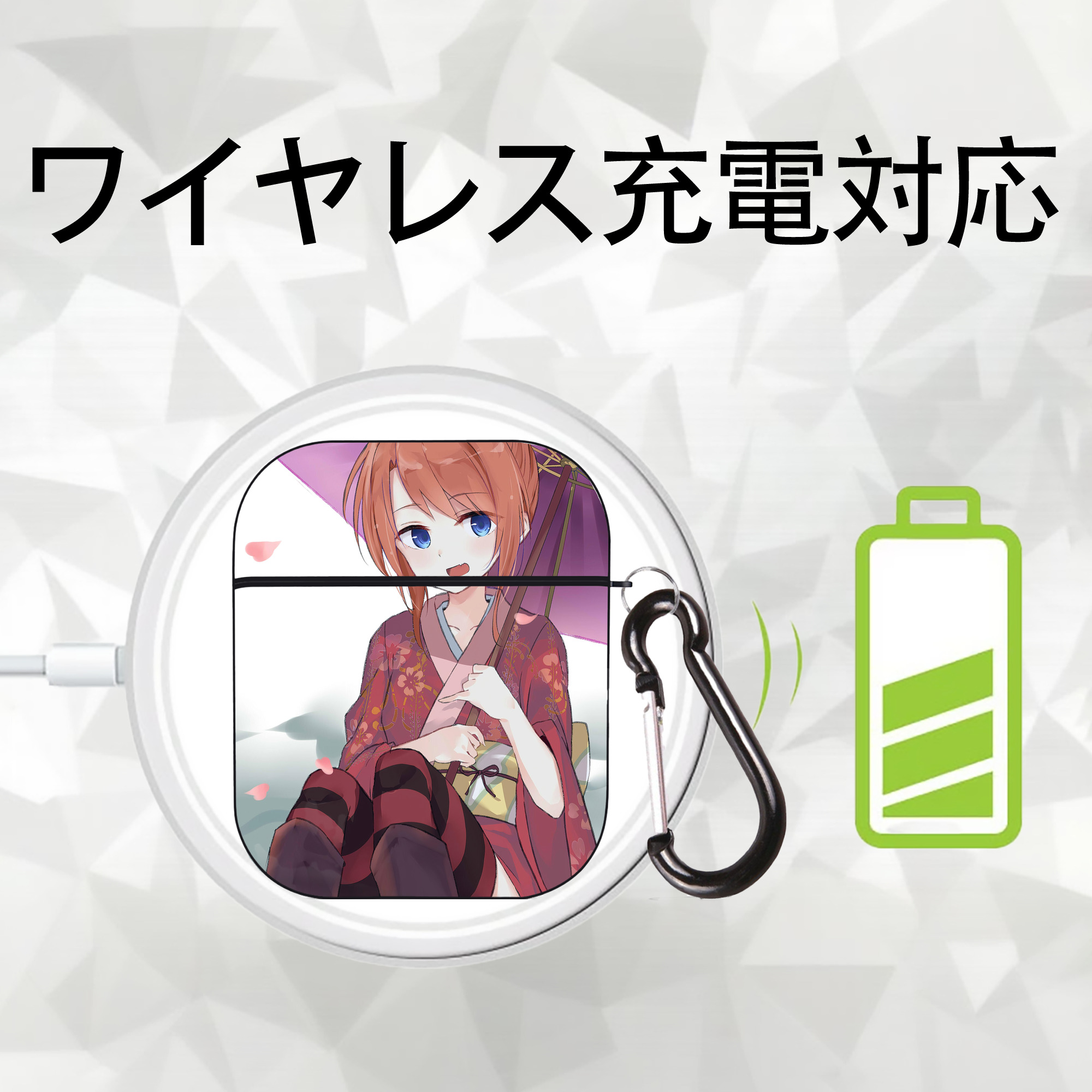 ぎんたま 坂田銀時（さかたぎんとき） 神楽 志村新八（しむら しんぱち） GINTAMA Sakata Gintoki Kagura Shimura Shinpachi AirPods 第2世代保護ケース ハードシェル ブラック 耐衝撃・防指紋・カラビナ付き