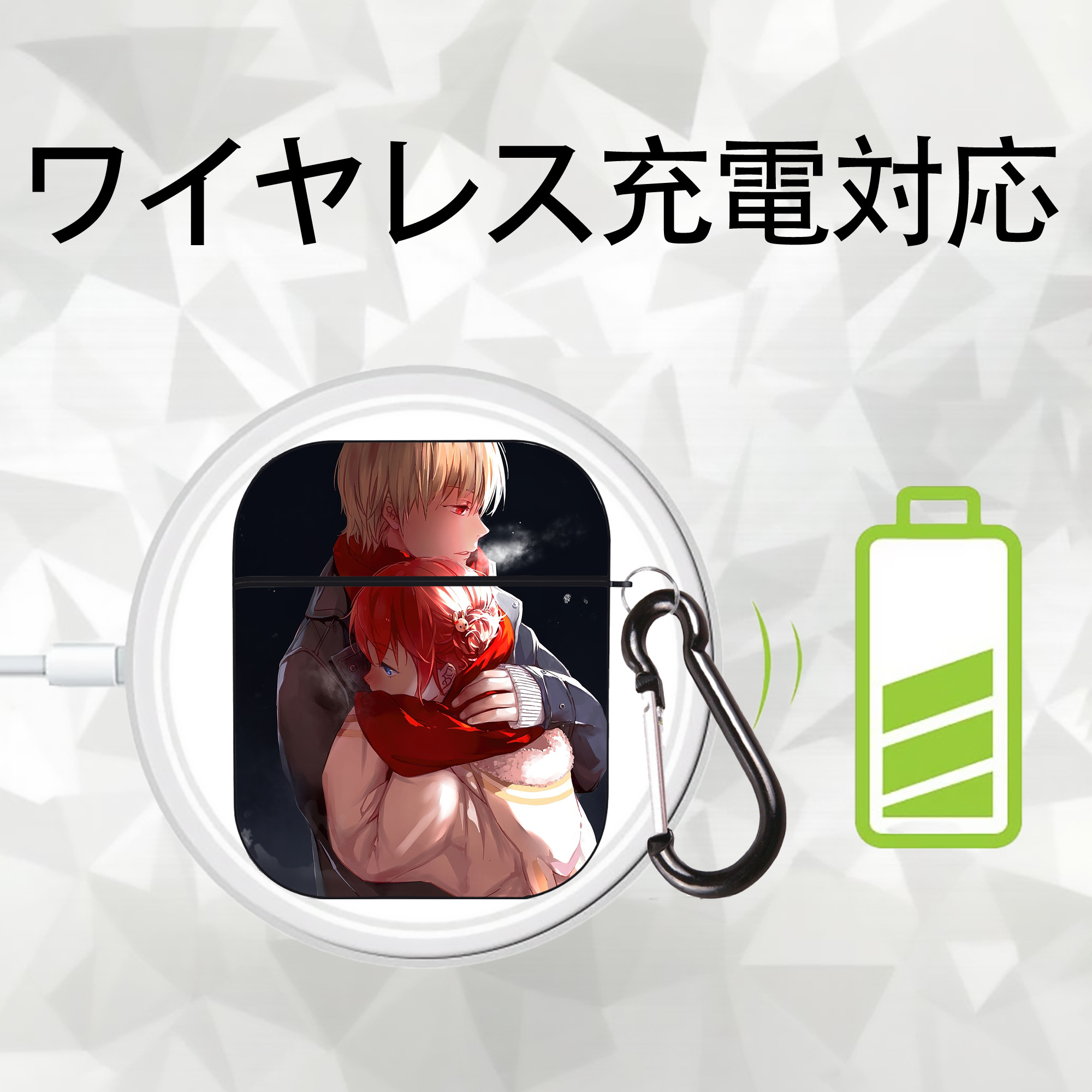 ぎんたま 坂田銀時（さかたぎんとき） 神楽 志村新八（しむら しんぱち） GINTAMA Sakata Gintoki Kagura Shimura Shinpachi AirPods 第2世代保護ケース ハードシェル ブラック 耐衝撃・防指紋・カラビナ付き