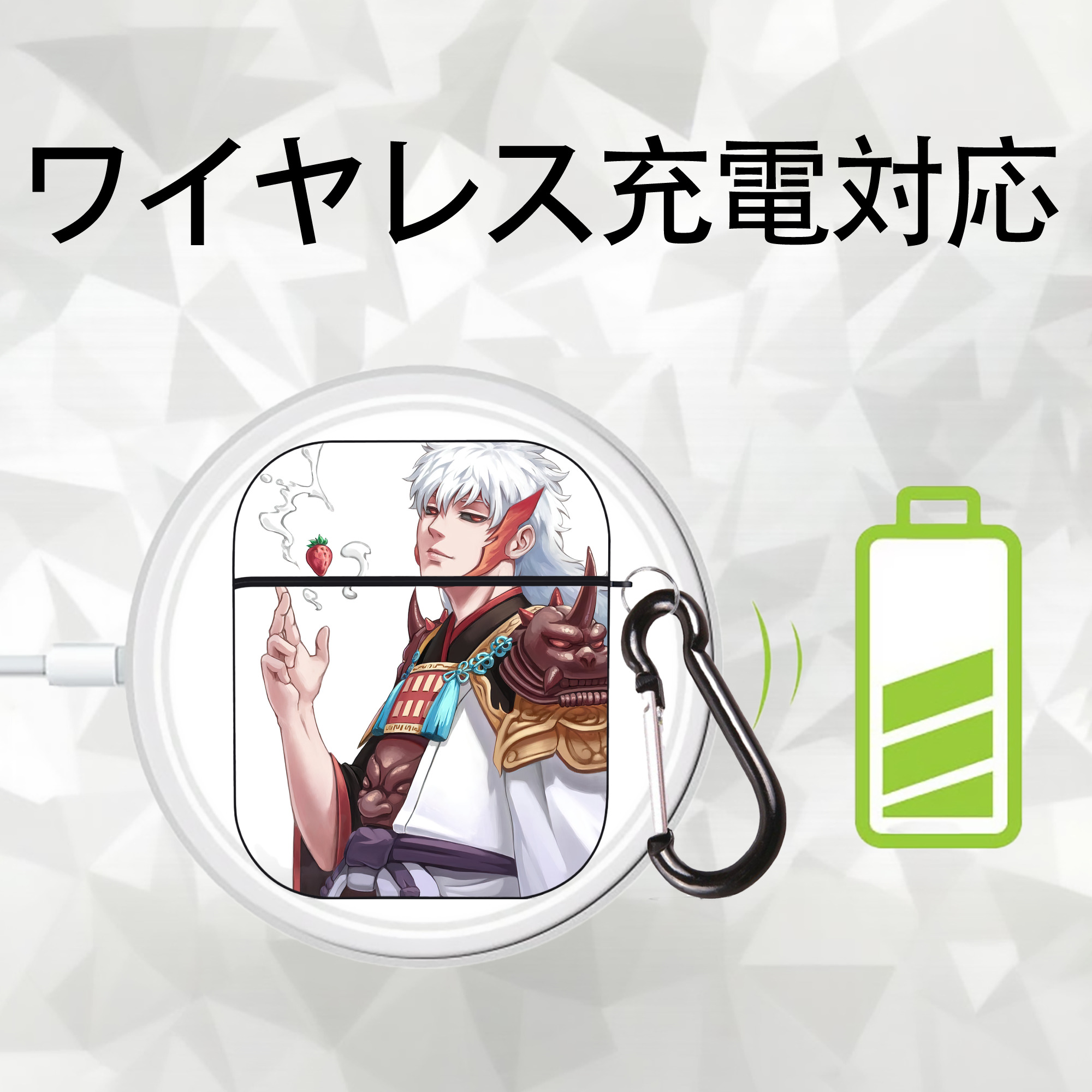 ぎんたま 坂田銀時（さかたぎんとき） 神楽 志村新八（しむら しんぱち） GINTAMA Sakata Gintoki Kagura Shimura Shinpachi AirPods 第2世代保護ケース ハードシェル ブラック 耐衝撃・防指紋・カラビナ付き