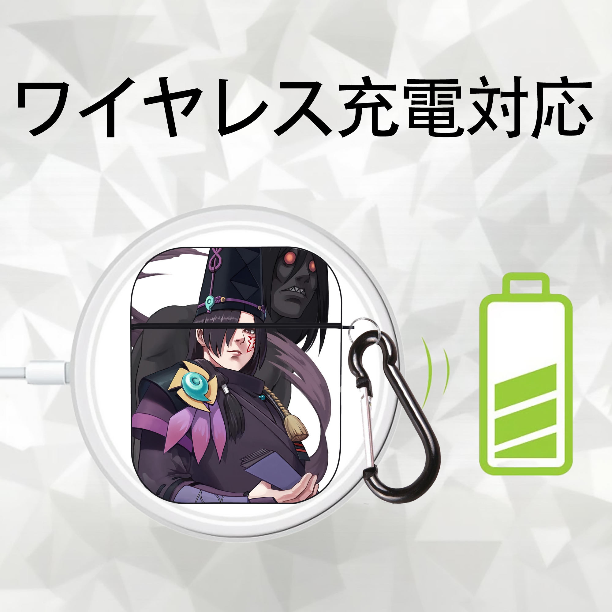 ぎんたま 坂田銀時（さかたぎんとき） 神楽 志村新八（しむら しんぱち） GINTAMA Sakata Gintoki Kagura Shimura Shinpachi AirPods 第2世代保護ケース ハードシェル ブラック 耐衝撃・防指紋・カラビナ付き