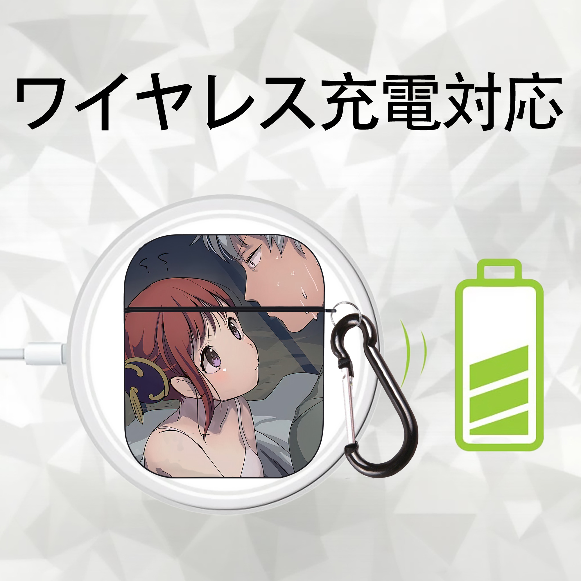 ぎんたま 坂田銀時（さかたぎんとき） 神楽 志村新八（しむら しんぱち） GINTAMA Sakata Gintoki Kagura Shimura Shinpachi AirPods 第2世代保護ケース ハードシェル ブラック 耐衝撃・防指紋・カラビナ付き