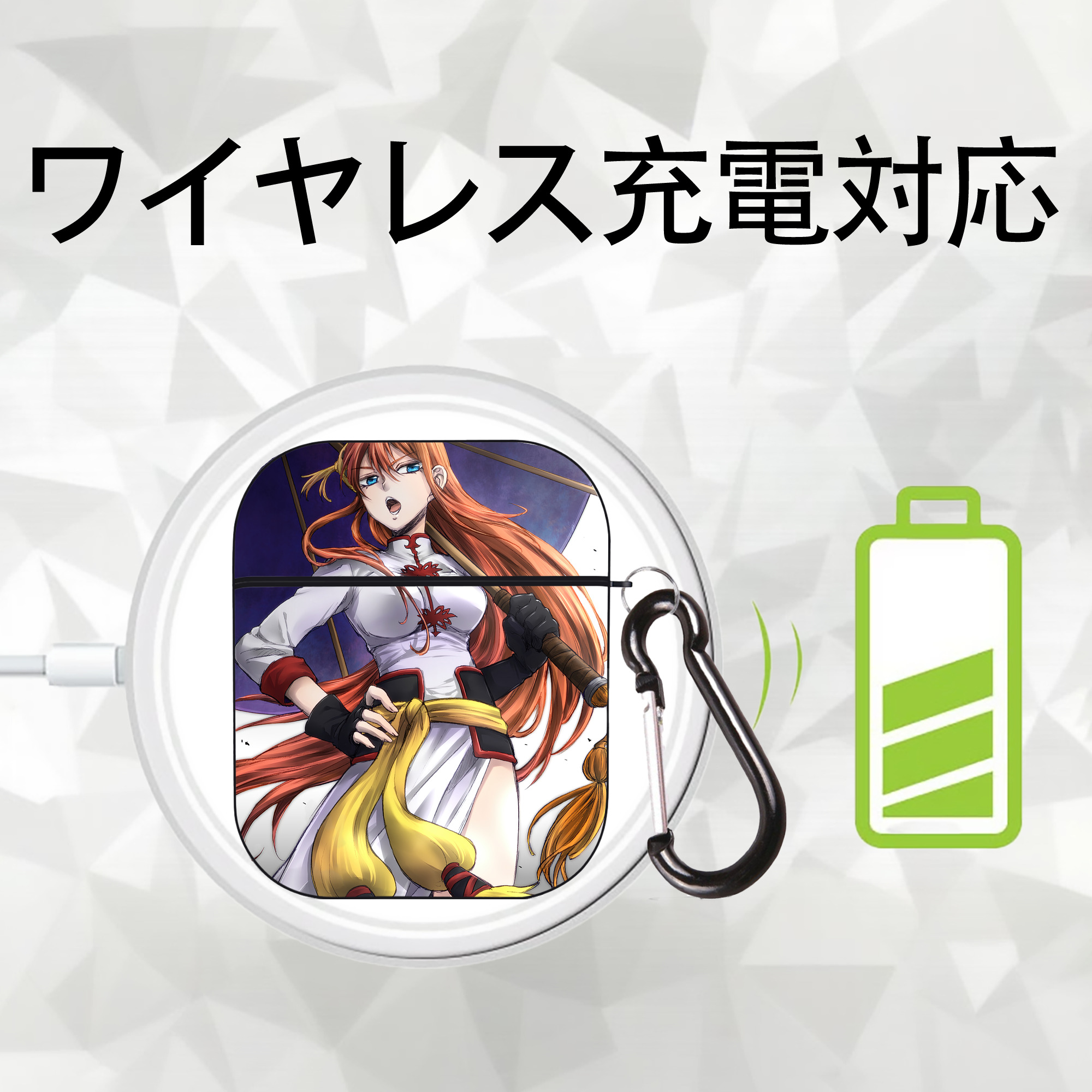 ぎんたま 坂田銀時（さかたぎんとき） 神楽 志村新八（しむら しんぱち） GINTAMA Sakata Gintoki Kagura Shimura Shinpachi AirPods 第2世代保護ケース ハードシェル ブラック 耐衝撃・防指紋・カラビナ付き