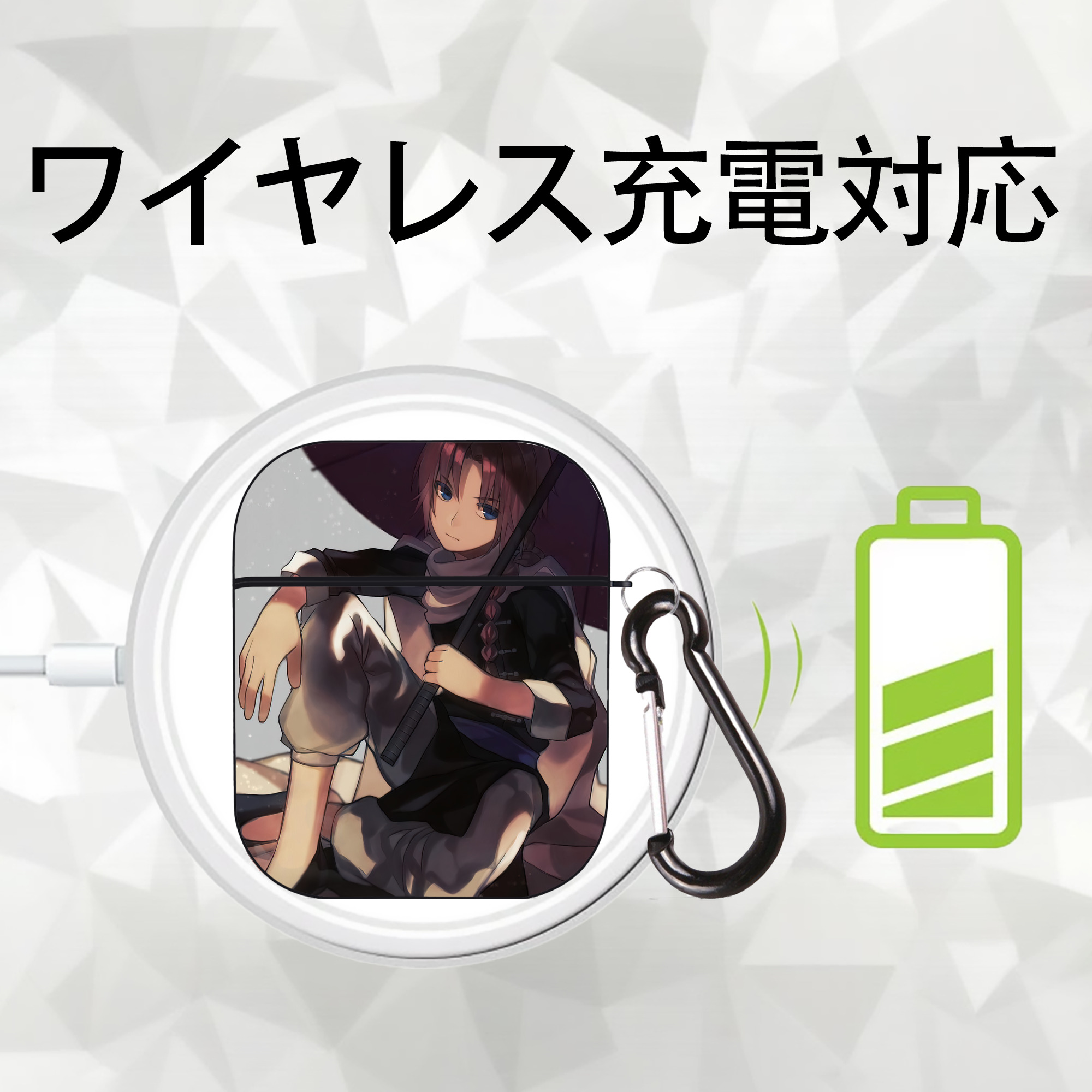 ぎんたま 坂田銀時（さかたぎんとき） 神楽 志村新八（しむら しんぱち） GINTAMA Sakata Gintoki Kagura Shimura Shinpachi AirPods 第2世代保護ケース ハードシェル ブラック 耐衝撃・防指紋・カラビナ付き