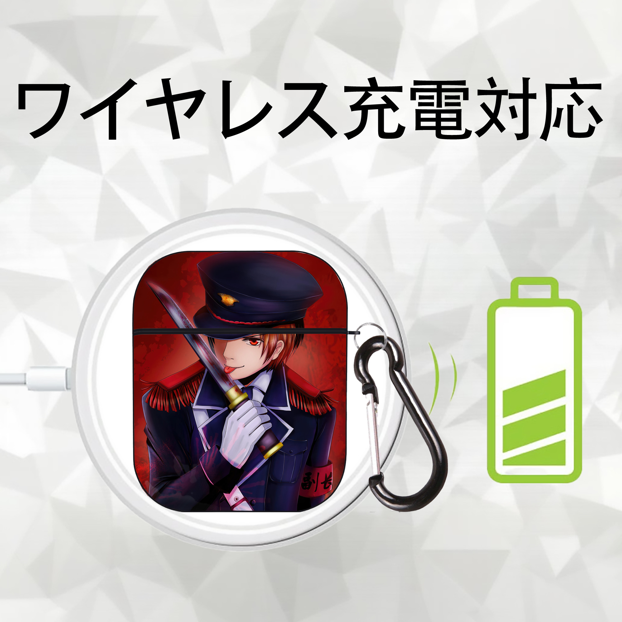 ぎんたま 坂田銀時（さかたぎんとき） 神楽 志村新八（しむら しんぱち） GINTAMA Sakata Gintoki Kagura Shimura Shinpachi AirPods 第2世代保護ケース ハードシェル ブラック 耐衝撃・防指紋・カラビナ付き