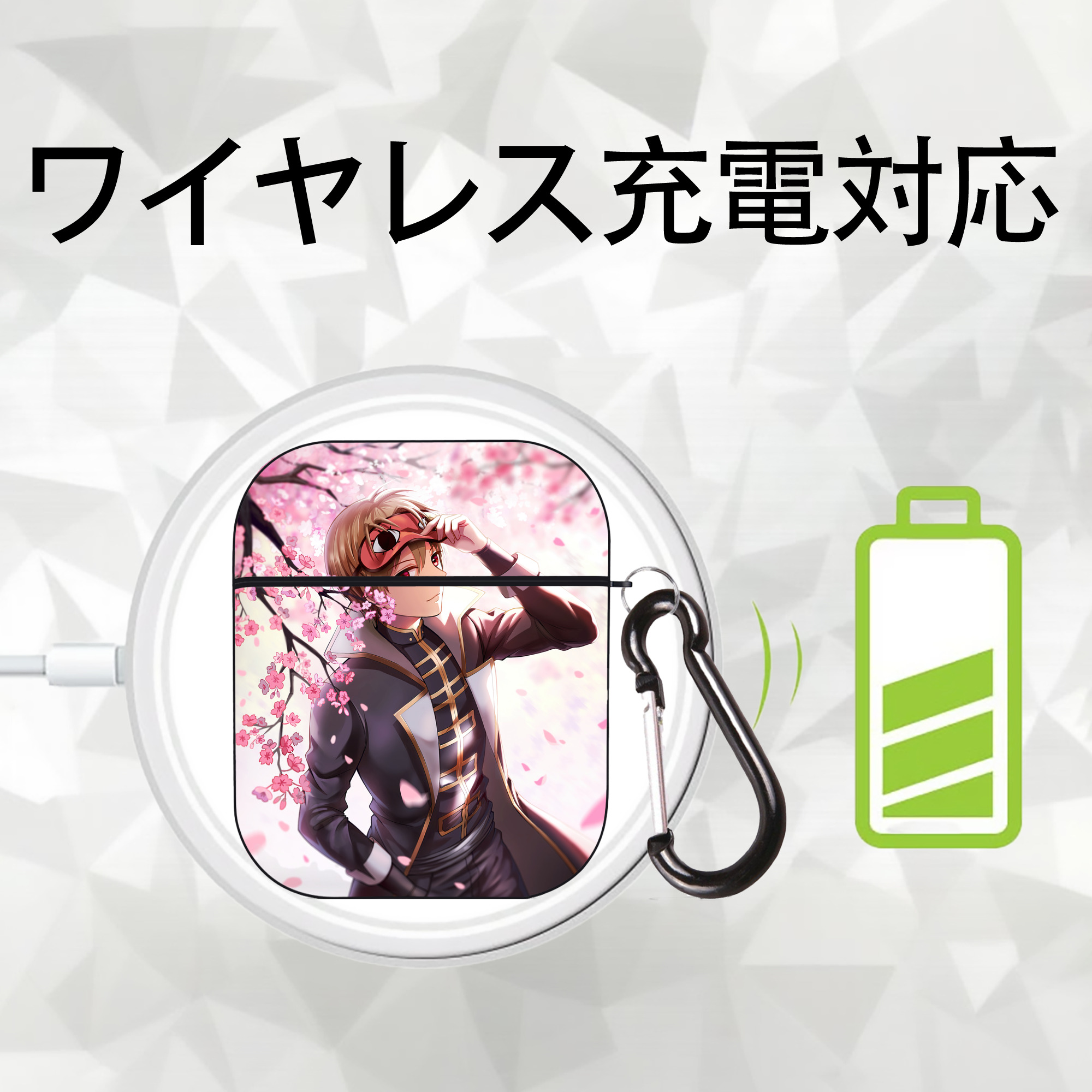 ぎんたま 坂田銀時（さかたぎんとき） 神楽 志村新八（しむら しんぱち） GINTAMA Sakata Gintoki Kagura Shimura Shinpachi AirPods 第2世代保護ケース ハードシェル ブラック 耐衝撃・防指紋・カラビナ付き