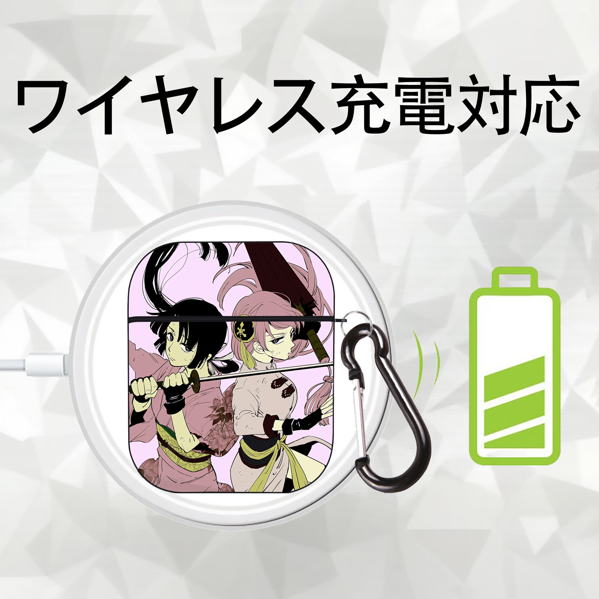 ぎんたま 坂田銀時（さかたぎんとき） 神楽 志村新八（しむら しんぱち） GINTAMA Sakata Gintoki Kagura Shimura Shinpachi AirPods 第2世代保護ケース ハードシェル ブラック 耐衝撃・防指紋・カラビナ付き