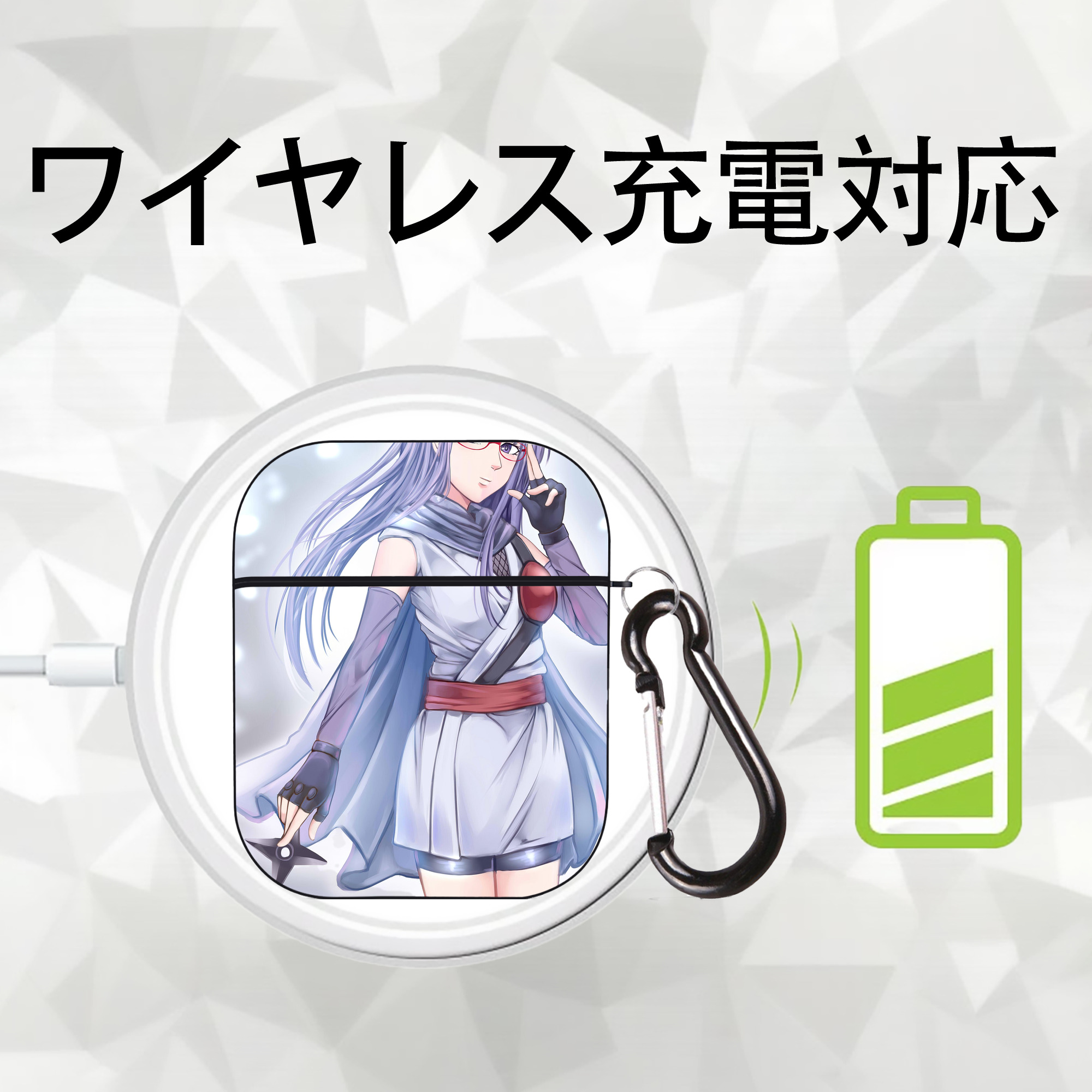 ぎんたま 坂田銀時（さかたぎんとき） 神楽 志村新八（しむら しんぱち） GINTAMA Sakata Gintoki Kagura Shimura Shinpachi AirPods 第2世代保護ケース ハードシェル ブラック 耐衝撃・防指紋・カラビナ付き
