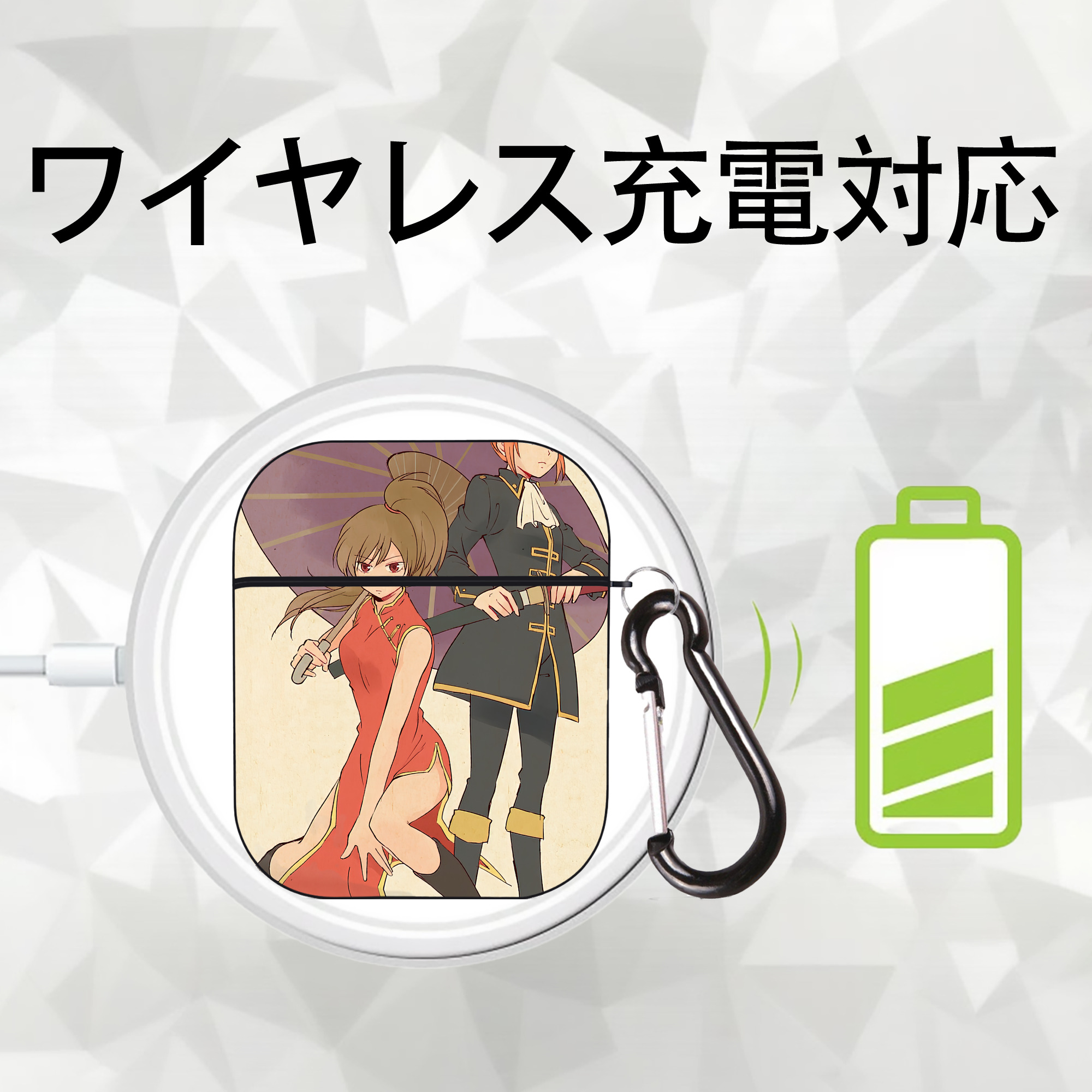 ぎんたま 坂田銀時（さかたぎんとき） 神楽 志村新八（しむら しんぱち） GINTAMA Sakata Gintoki Kagura Shimura Shinpachi AirPods 第2世代保護ケース ハードシェル ブラック 耐衝撃・防指紋・カラビナ付き