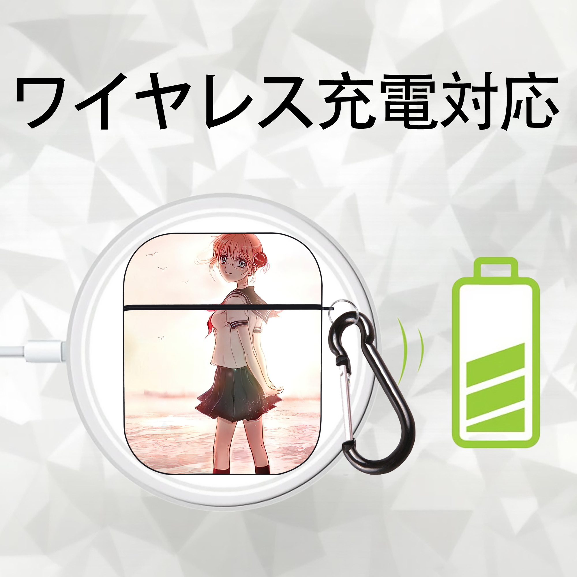 ぎんたま 坂田銀時（さかたぎんとき） 神楽 志村新八（しむら しんぱち） GINTAMA Sakata Gintoki Kagura Shimura Shinpachi AirPods 第2世代保護ケース ハードシェル ブラック 耐衝撃・防指紋・カラビナ付き