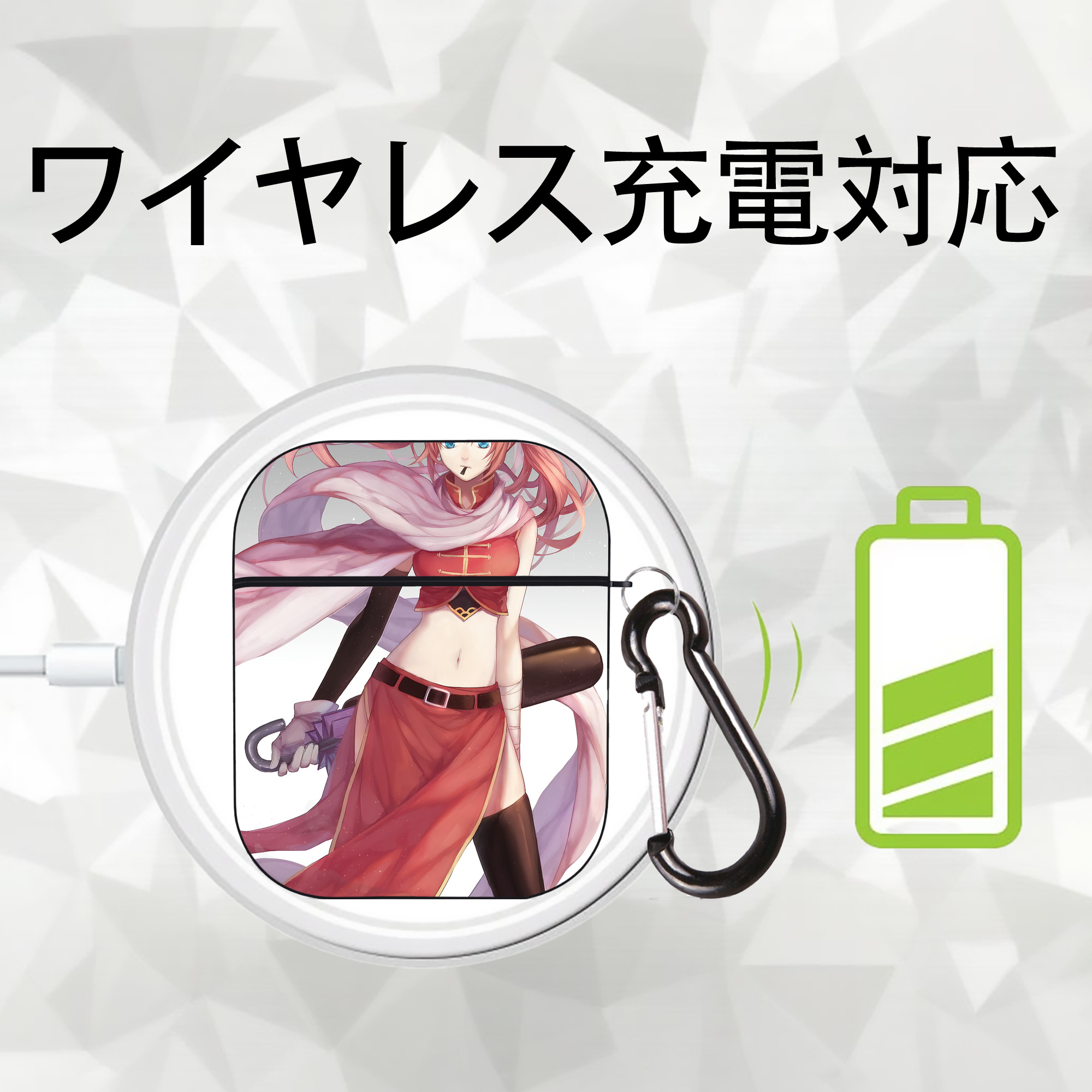 ぎんたま 坂田銀時（さかたぎんとき） 神楽 志村新八（しむら しんぱち） GINTAMA Sakata Gintoki Kagura Shimura Shinpachi AirPods 第2世代保護ケース ハードシェル ブラック 耐衝撃・防指紋・カラビナ付き
