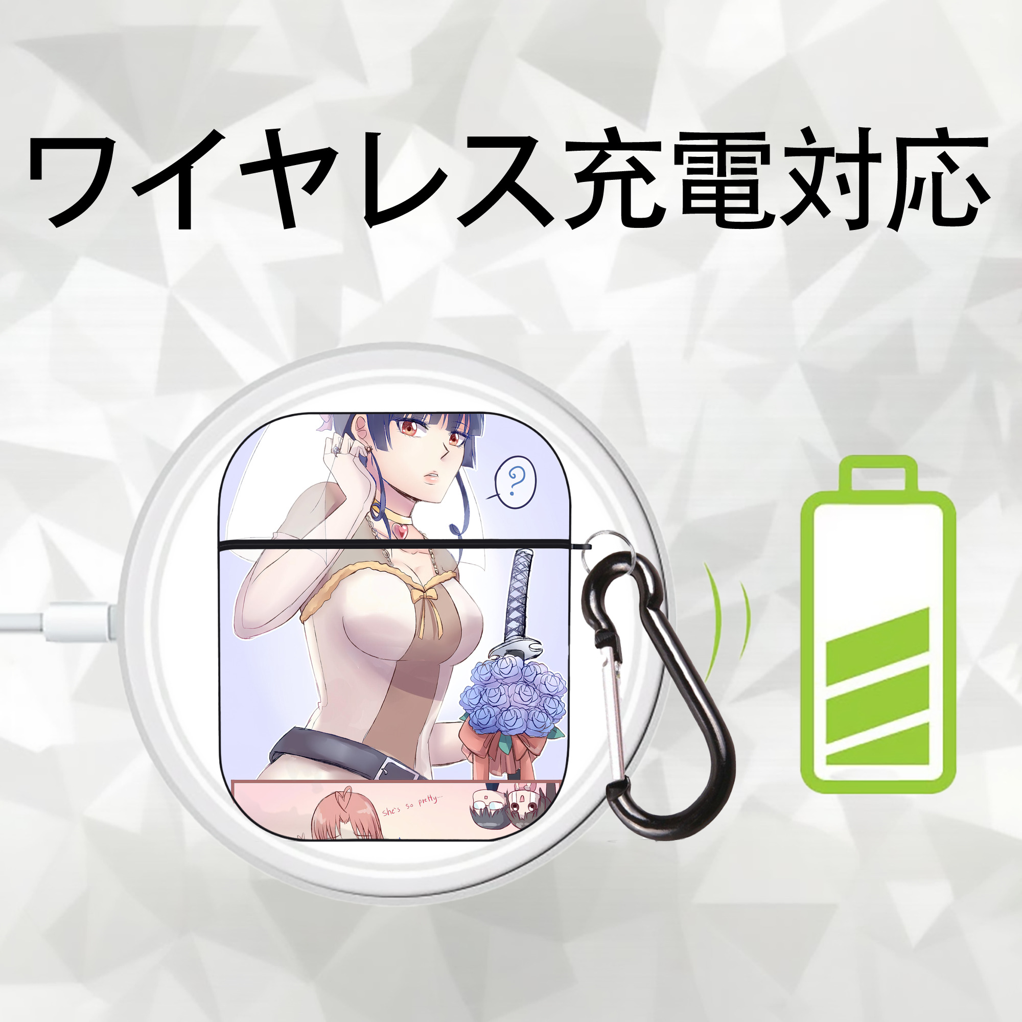 ぎんたま 坂田銀時（さかたぎんとき） 神楽 志村新八（しむら しんぱち） GINTAMA Sakata Gintoki Kagura Shimura Shinpachi AirPods 第2世代保護ケース ハードシェル ブラック 耐衝撃・防指紋・カラビナ付き