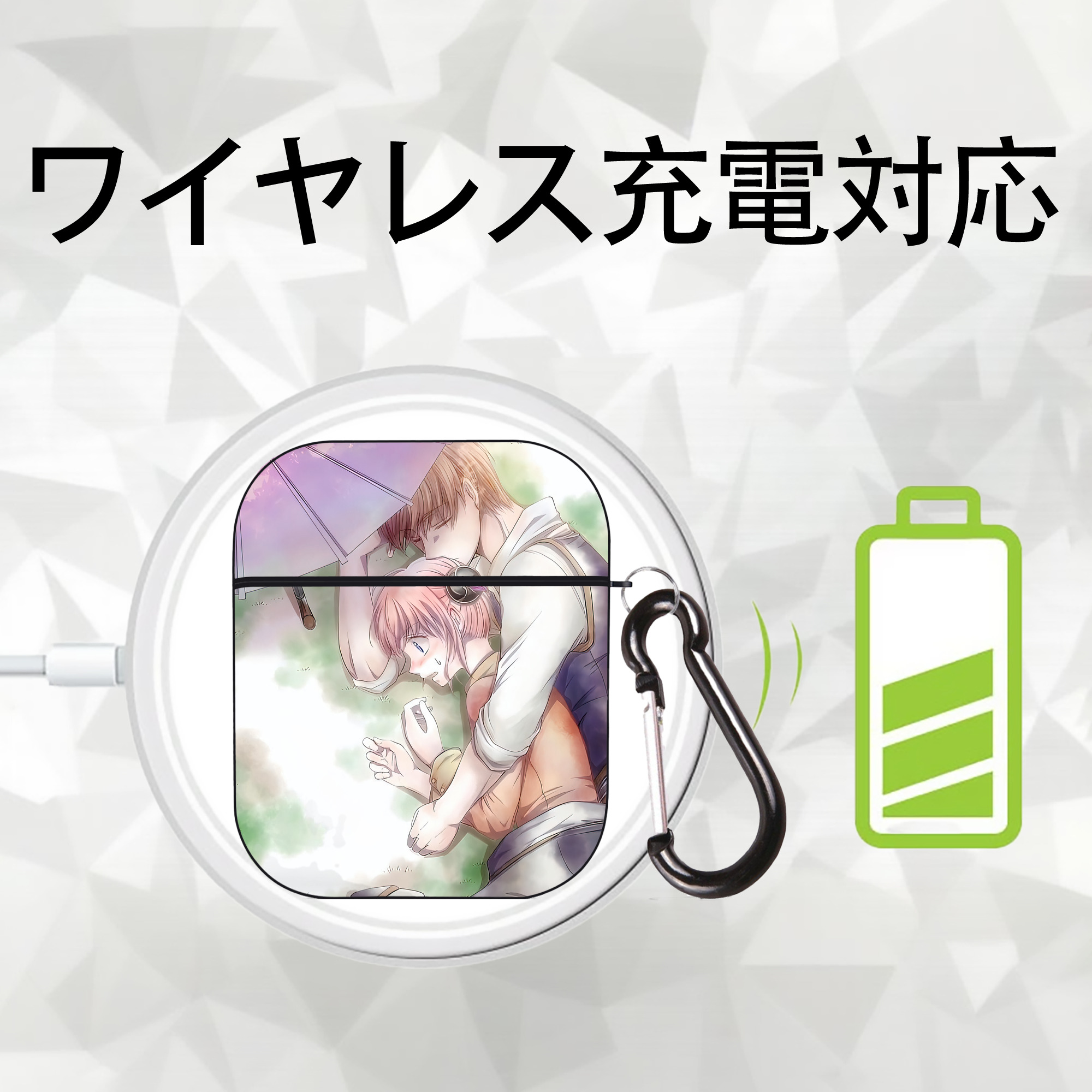ぎんたま 坂田銀時（さかたぎんとき） 神楽 志村新八（しむら しんぱち） GINTAMA Sakata Gintoki Kagura Shimura Shinpachi AirPods 第2世代保護ケース ハードシェル ブラック 耐衝撃・防指紋・カラビナ付き