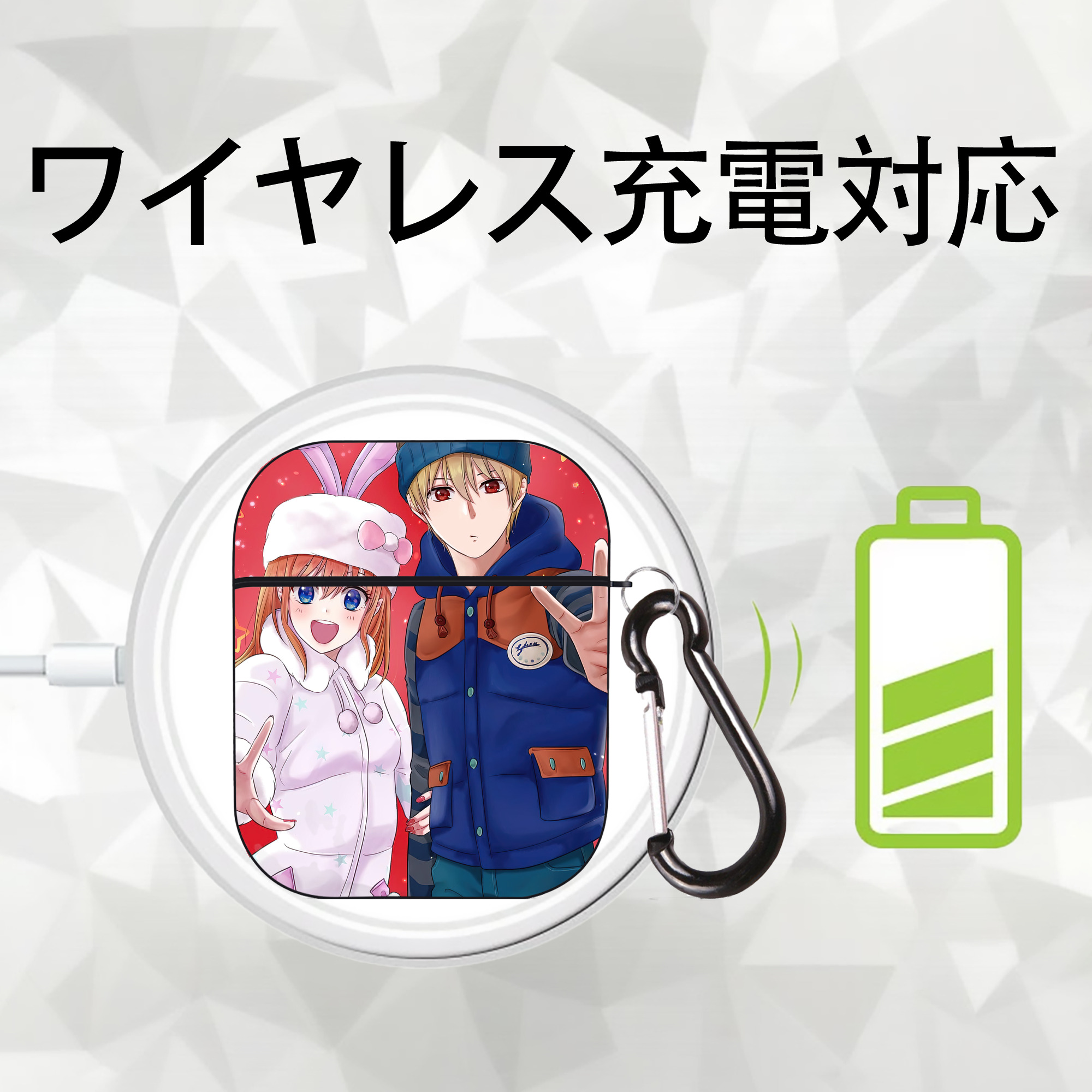 ぎんたま 坂田銀時（さかたぎんとき） 神楽 志村新八（しむら しんぱち） GINTAMA Sakata Gintoki Kagura Shimura Shinpachi AirPods 第2世代保護ケース ハードシェル ブラック 耐衝撃・防指紋・カラビナ付き