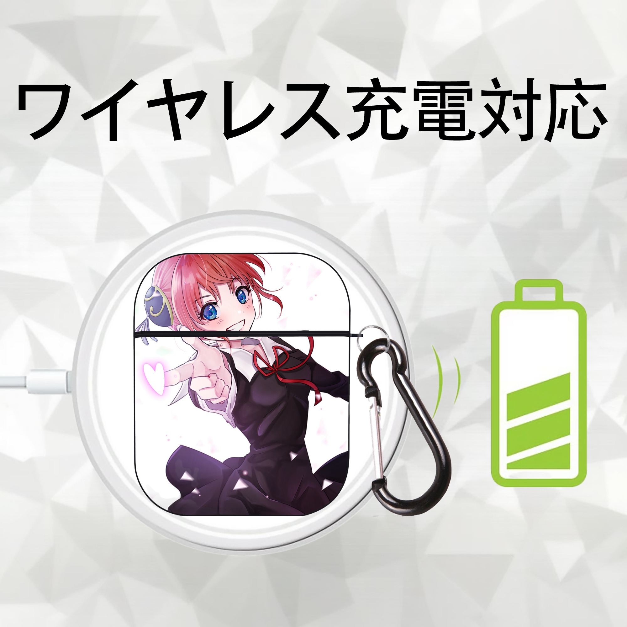ぎんたま 坂田銀時（さかたぎんとき） 神楽 志村新八（しむら しんぱち） GINTAMA Sakata Gintoki Kagura Shimura Shinpachi AirPods 第2世代保護ケース ハードシェル ブラック 耐衝撃・防指紋・カラビナ付き