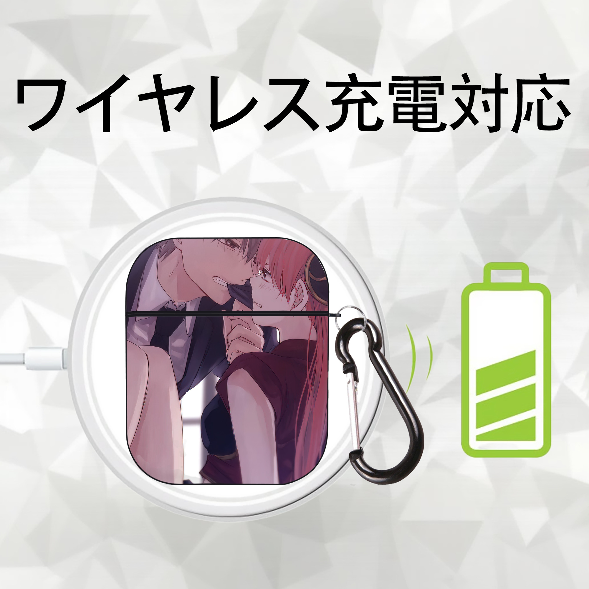 ぎんたま 坂田銀時（さかたぎんとき） 神楽 志村新八（しむら しんぱち） GINTAMA Sakata Gintoki Kagura Shimura Shinpachi AirPods 第2世代保護ケース ハードシェル ブラック 耐衝撃・防指紋・カラビナ付き