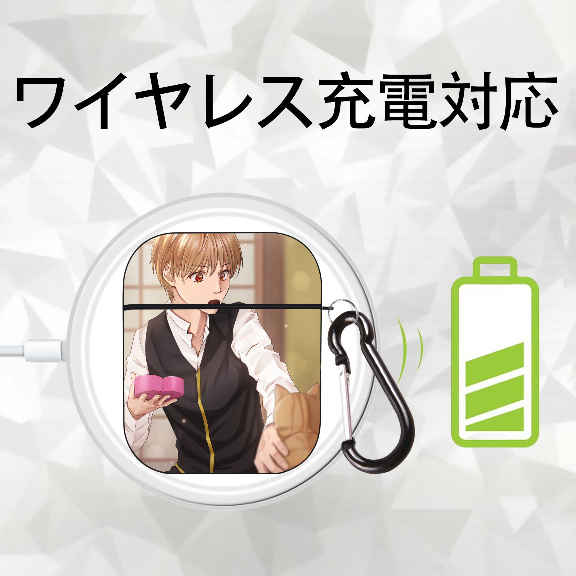 ぎんたま 坂田銀時（さかたぎんとき） 神楽 志村新八（しむら しんぱち） GINTAMA Sakata Gintoki Kagura Shimura Shinpachi AirPods 第2世代保護ケース ハードシェル ブラック 耐衝撃・防指紋・カラビナ付き
