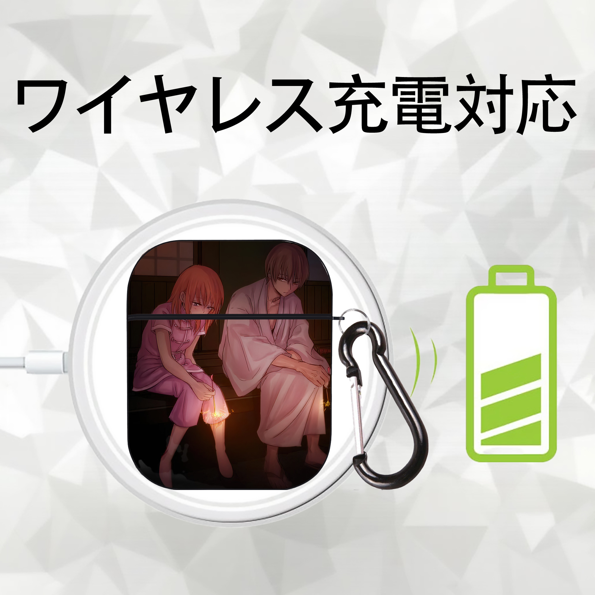 ぎんたま 坂田銀時（さかたぎんとき） 神楽 志村新八（しむら しんぱち） GINTAMA Sakata Gintoki Kagura Shimura Shinpachi AirPods 第2世代保護ケース ハードシェル ブラック 耐衝撃・防指紋・カラビナ付き