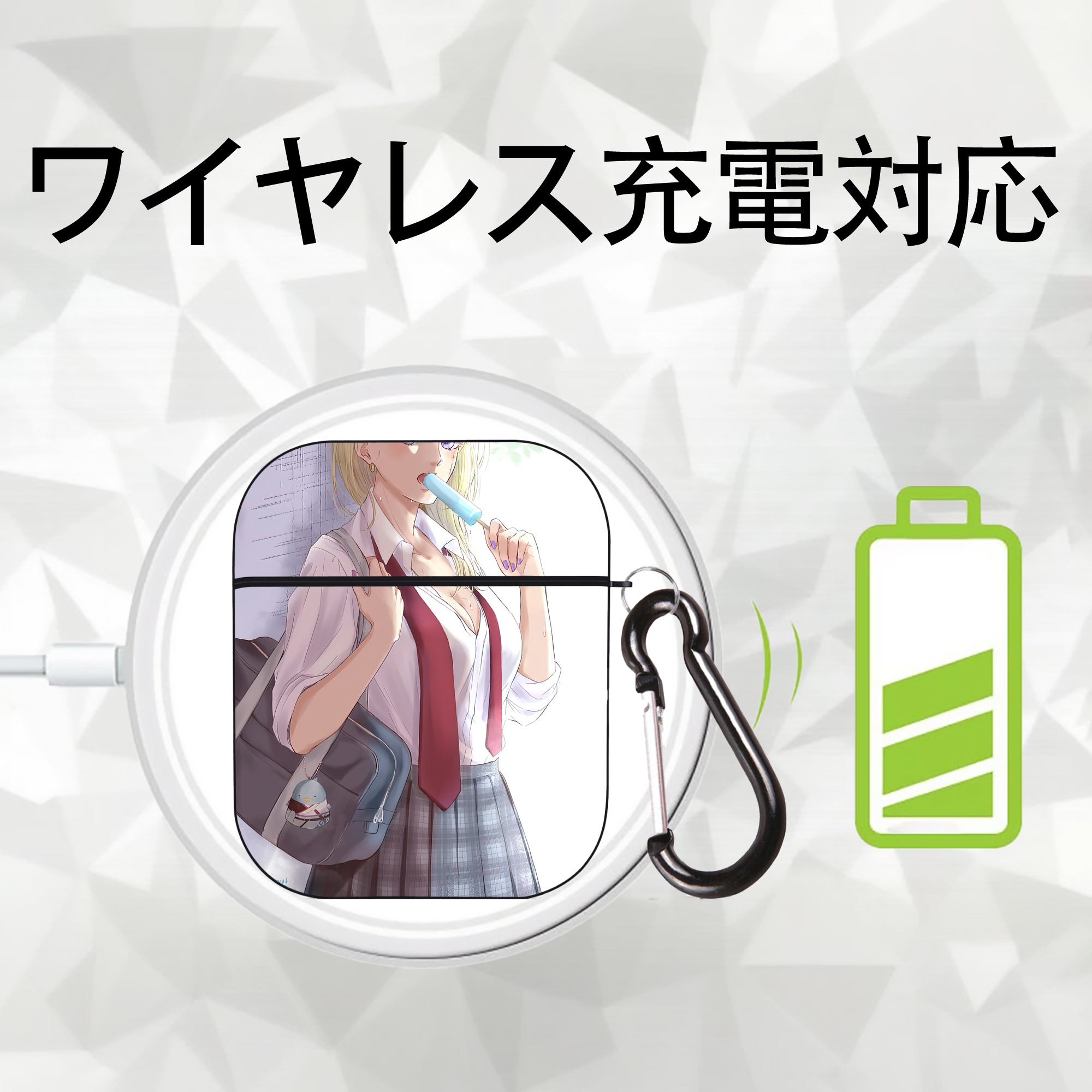 ぎんたま 坂田銀時（さかたぎんとき） 神楽 志村新八（しむら しんぱち） GINTAMA Sakata Gintoki Kagura Shimura Shinpachi AirPods 第2世代保護ケース ハードシェル ブラック 耐衝撃・防指紋・カラビナ付き