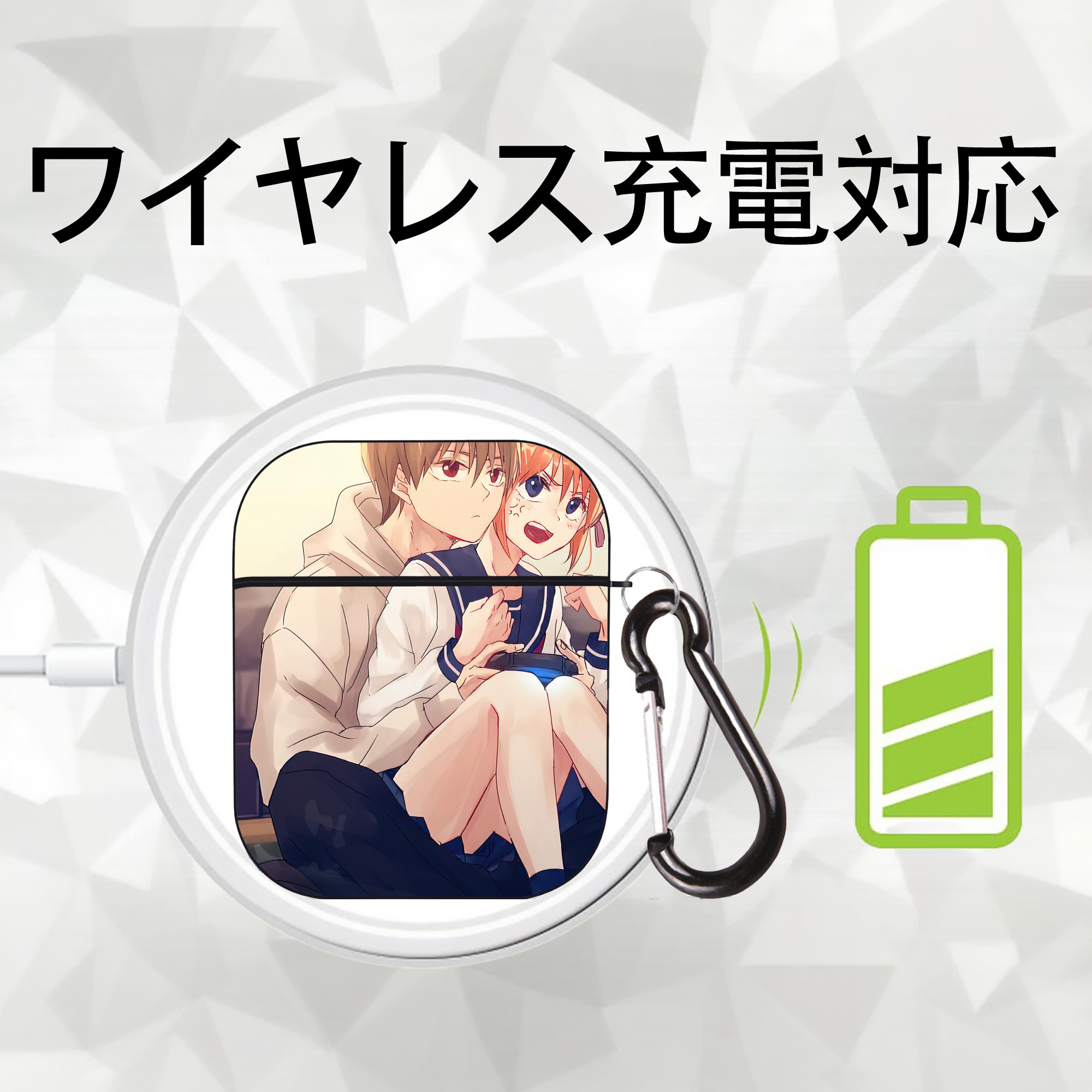 ぎんたま 坂田銀時（さかたぎんとき） 神楽 志村新八（しむら しんぱち） GINTAMA Sakata Gintoki Kagura Shimura Shinpachi AirPods 第2世代保護ケース ハードシェル ブラック 耐衝撃・防指紋・カラビナ付き