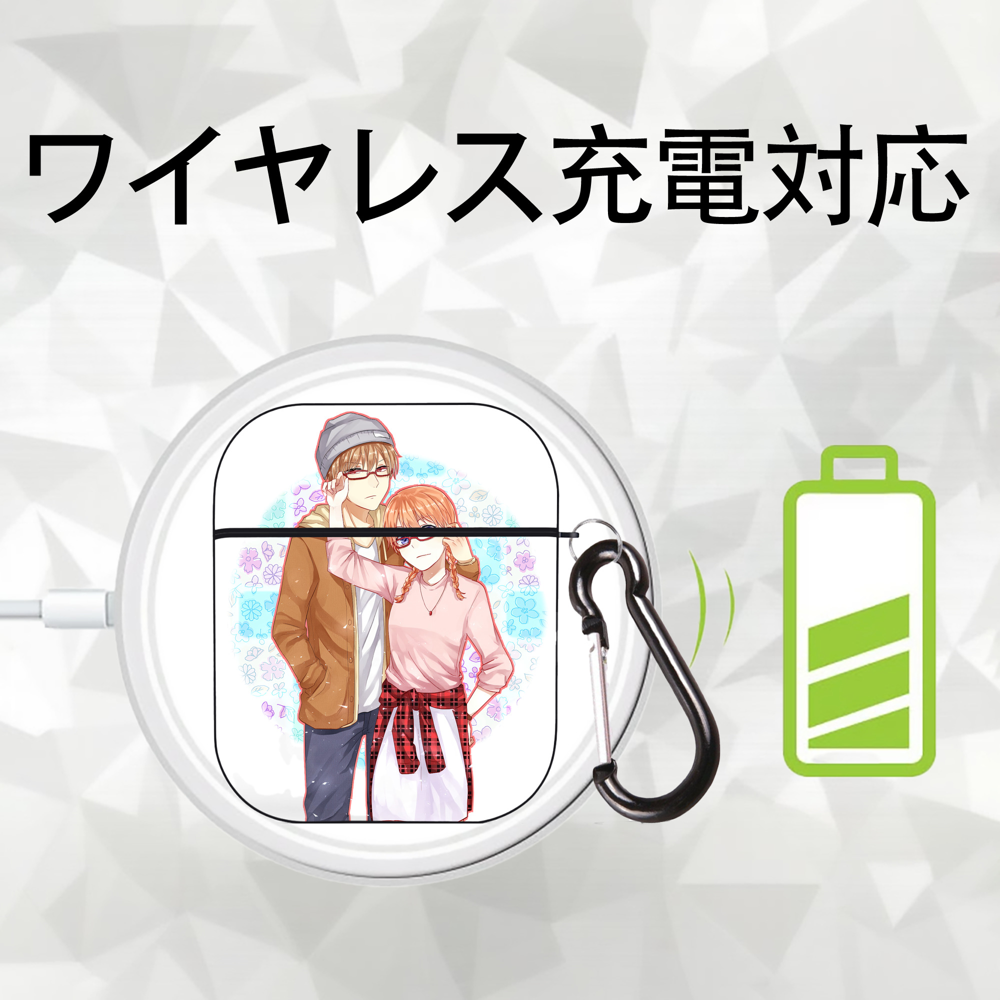 ぎんたま 坂田銀時（さかたぎんとき） 神楽 志村新八（しむら しんぱち） GINTAMA Sakata Gintoki Kagura Shimura Shinpachi AirPods 第2世代保護ケース ハードシェル ブラック 耐衝撃・防指紋・カラビナ付き