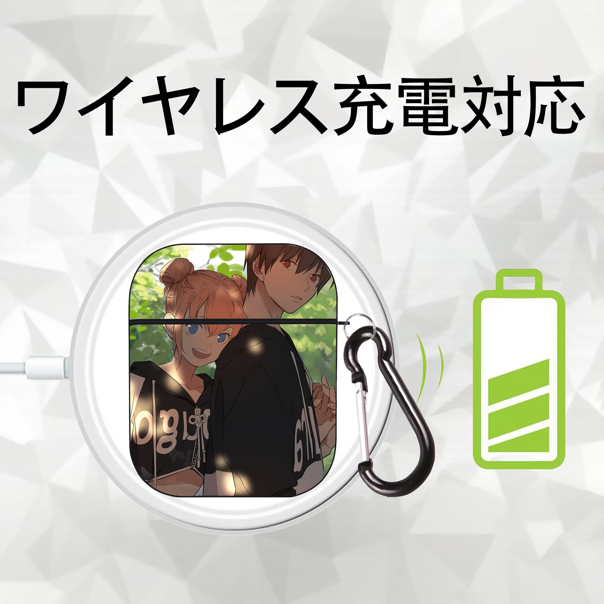 ぎんたま 坂田銀時（さかたぎんとき） 神楽 志村新八（しむら しんぱち） GINTAMA Sakata Gintoki Kagura Shimura Shinpachi AirPods 第2世代保護ケース ハードシェル ブラック 耐衝撃・防指紋・カラビナ付き