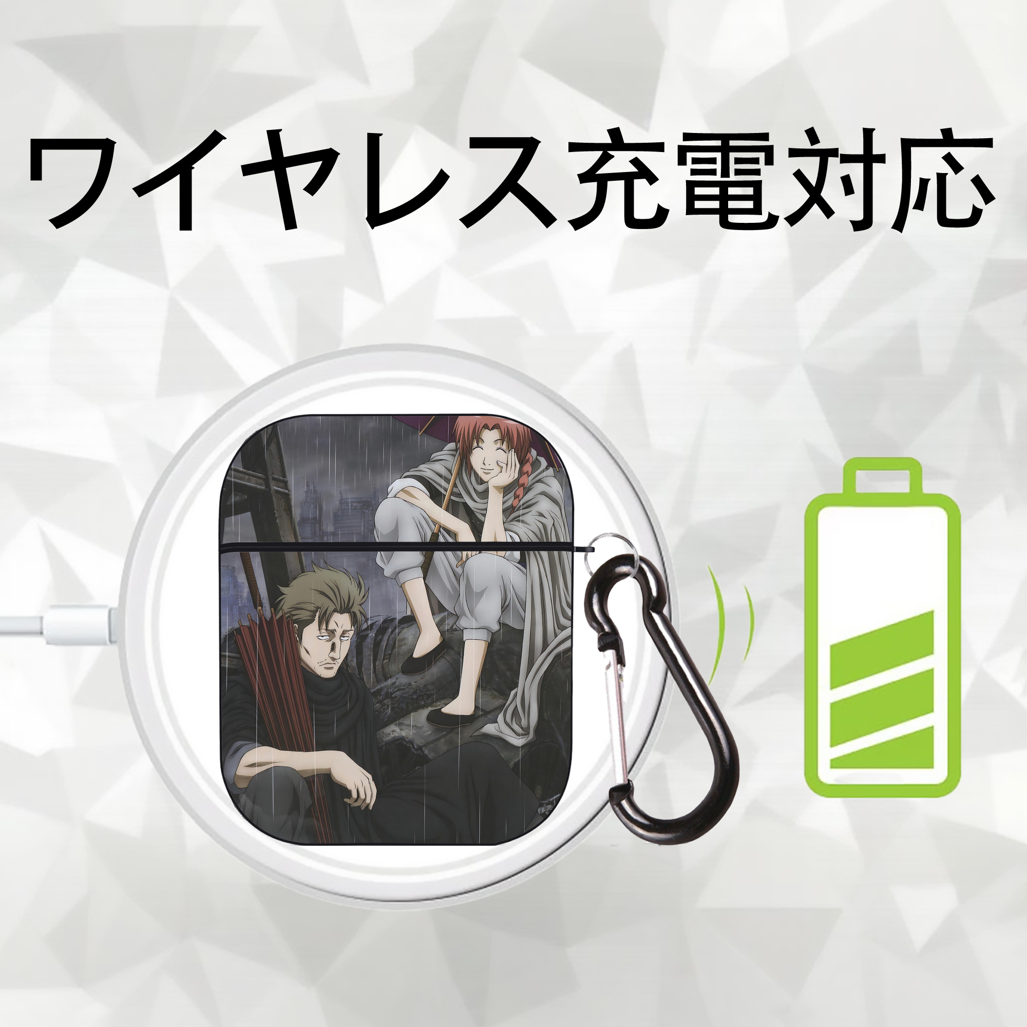 ぎんたま 坂田銀時（さかたぎんとき） 神楽 志村新八（しむら しんぱち） GINTAMA Sakata Gintoki Kagura Shimura Shinpachi AirPods 第2世代保護ケース ハードシェル ブラック 耐衝撃・防指紋・カラビナ付き