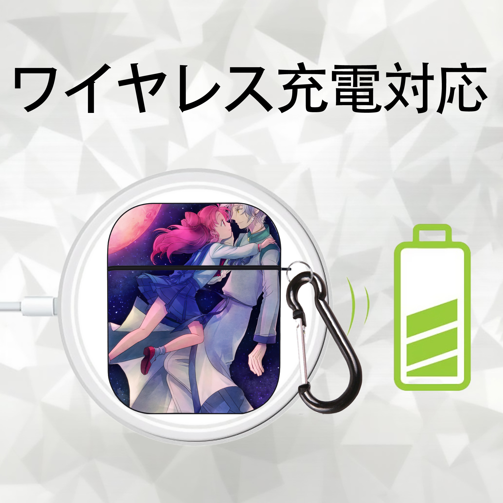 ぎんたま 坂田銀時（さかたぎんとき） 神楽 志村新八（しむら しんぱち） GINTAMA Sakata Gintoki Kagura Shimura Shinpachi AirPods 第2世代保護ケース ハードシェル ブラック 耐衝撃・防指紋・カラビナ付き