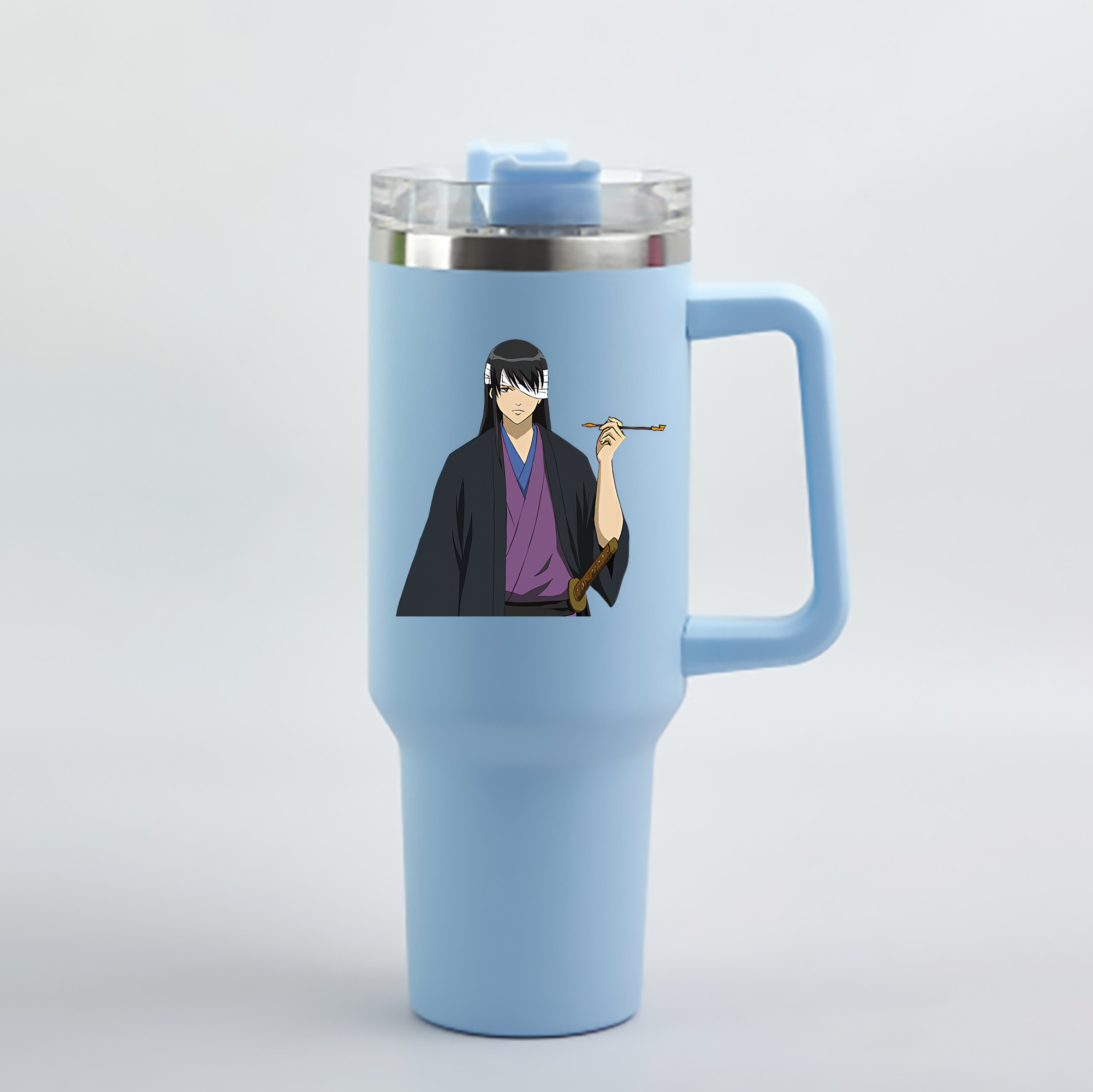 （画像用） ぎんたま 坂田銀時（さかたぎんとき） 神楽 志村新八（しむら しんぱち） GINTAMA Sakata Gintoki Kagura Shimura Shinpachi 1200mL車用タンブラー - クリスタルステッカー（プラスチックストロー付き）
