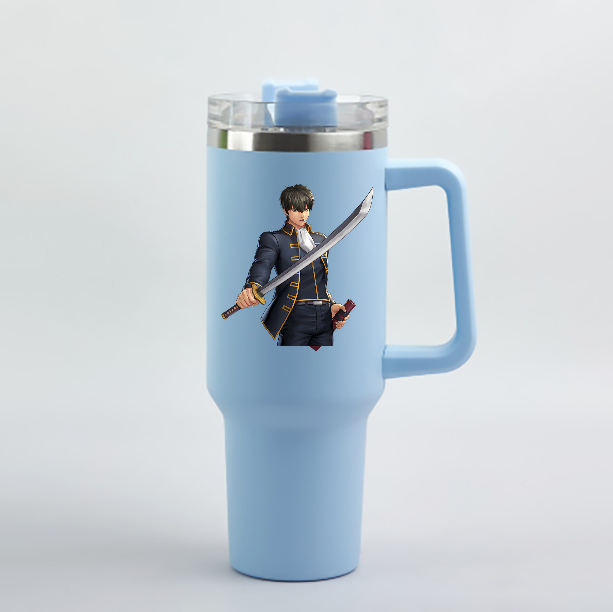 （画像用） ぎんたま 坂田銀時（さかたぎんとき） 神楽 志村新八（しむら しんぱち） GINTAMA Sakata Gintoki Kagura Shimura Shinpachi 1200mL車用タンブラー - クリスタルステッカー（プラスチックストロー付き）