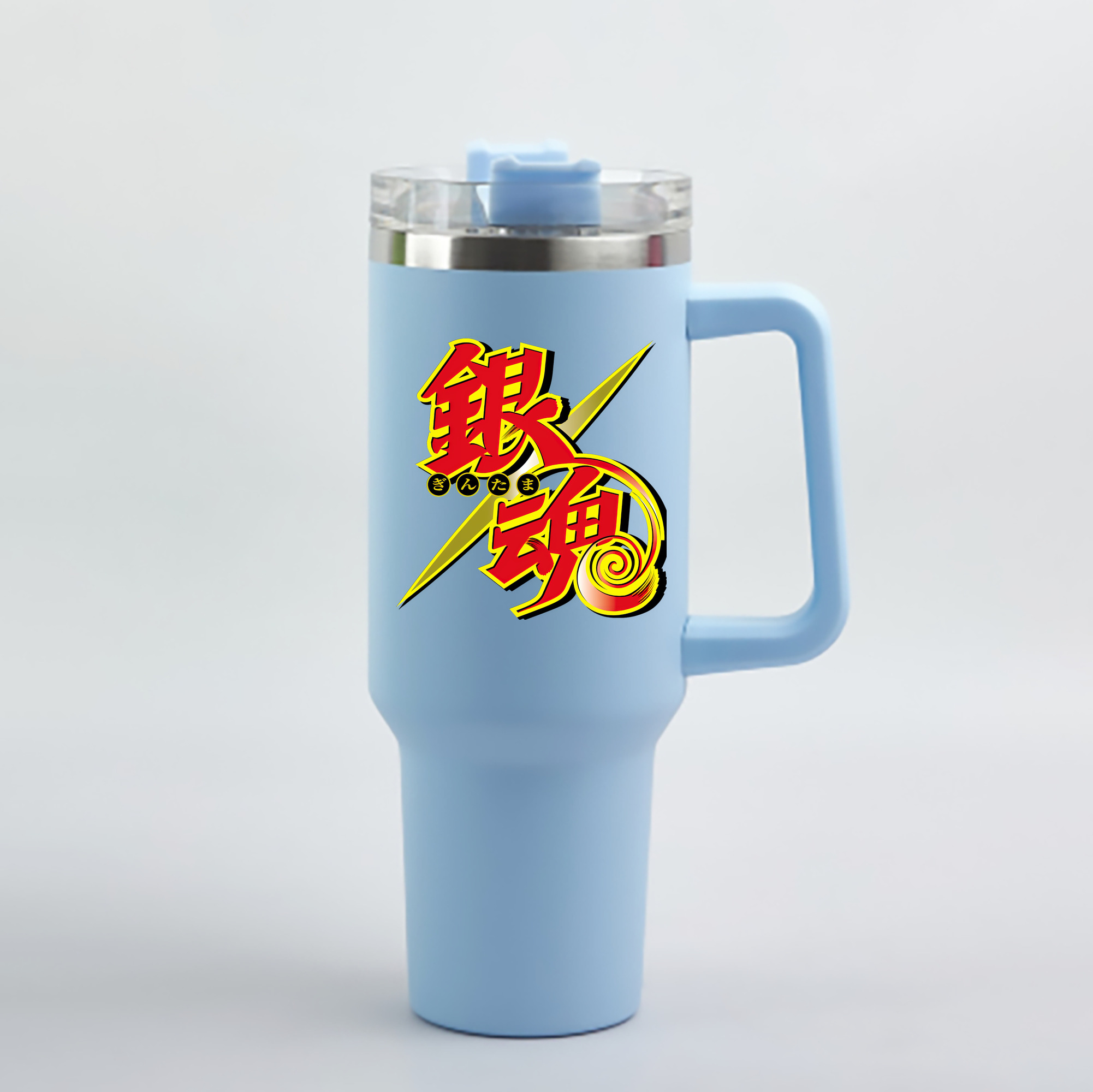 （画像用） ぎんたま 坂田銀時（さかたぎんとき） 神楽 志村新八（しむら しんぱち） GINTAMA Sakata Gintoki Kagura Shimura Shinpachi 1200mL車用タンブラー - クリスタルステッカー（プラスチックストロー付き）